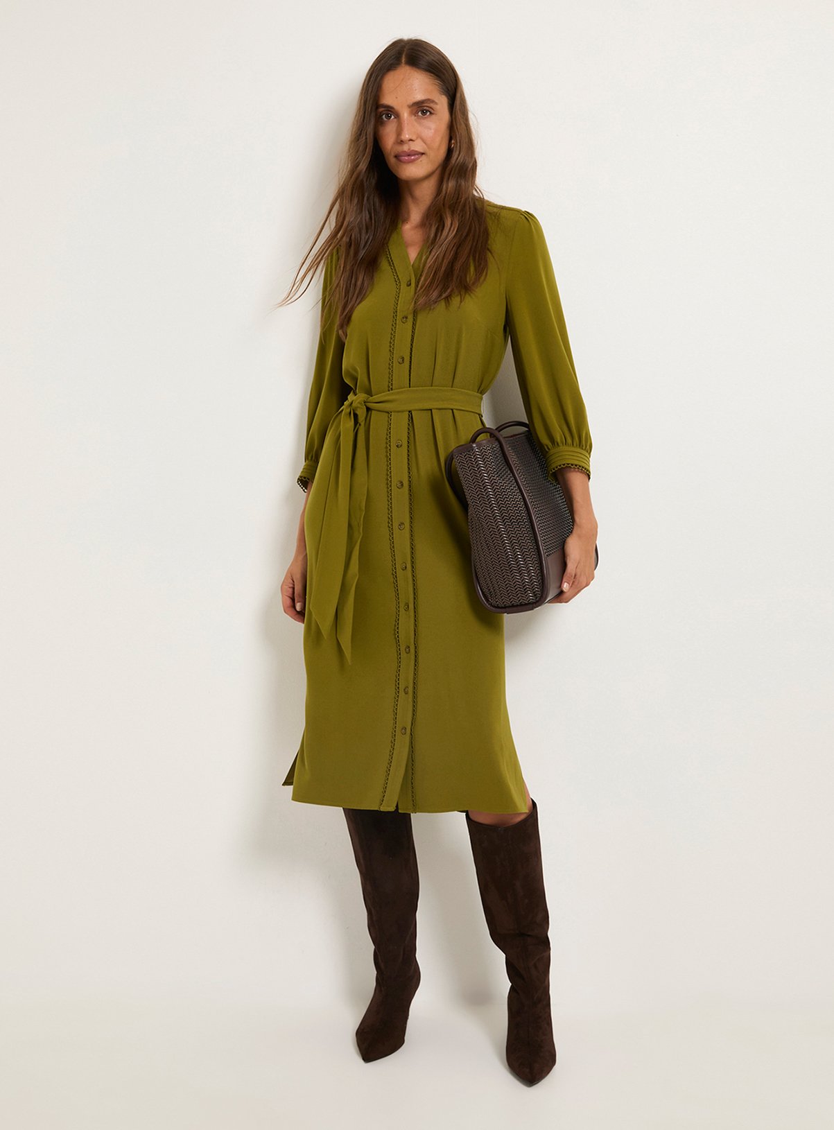 WALLIS Button Through Belted Shirt Dress 22 - Image 4 thumbnail