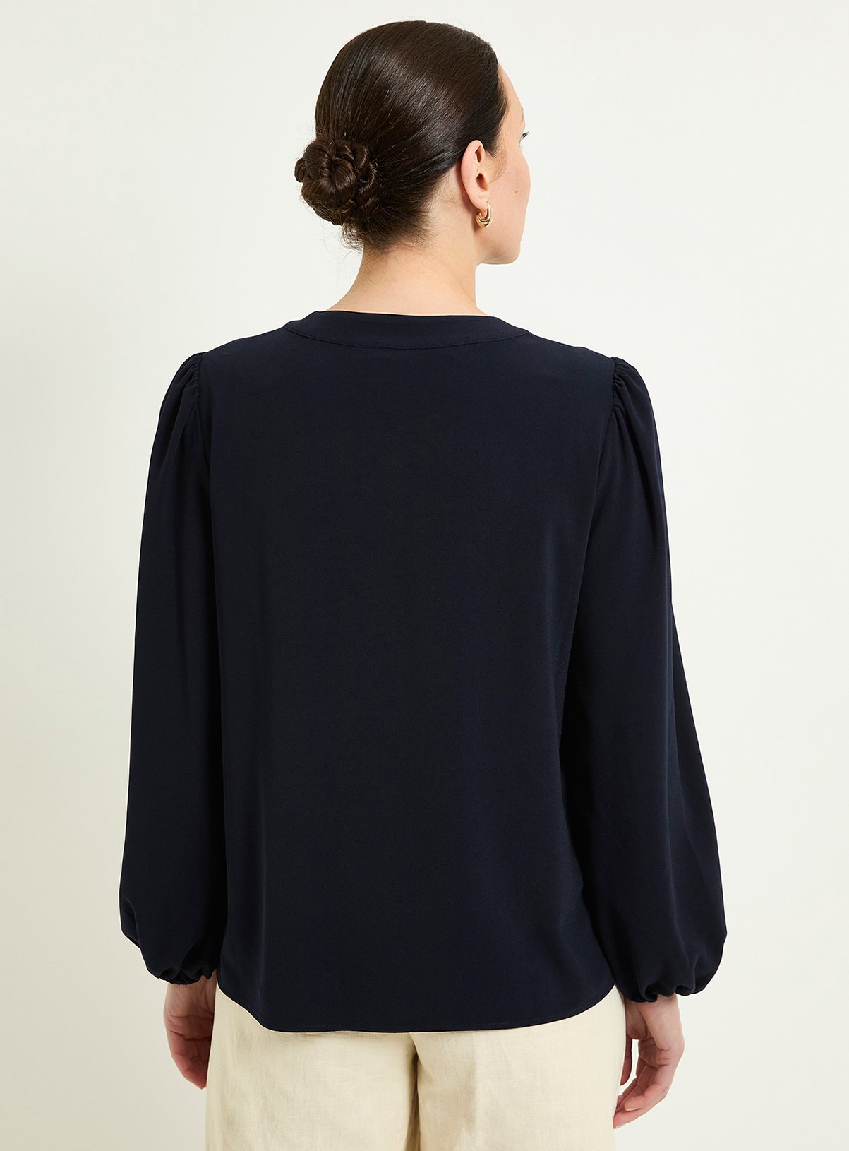 WALLIS Button Detail Keyhole Blouse Navy 18 - Image 3 thumbnail