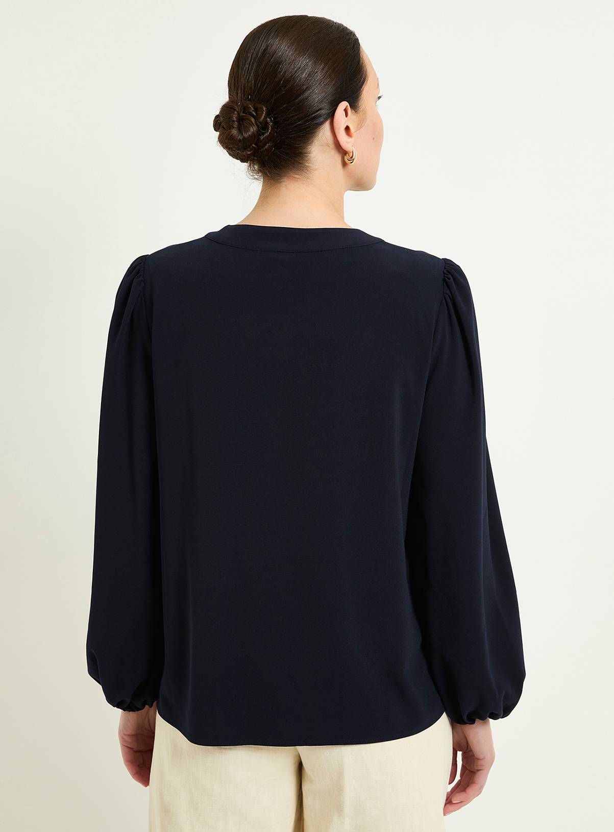 WALLIS Button Detail Keyhole Blouse Navy 18 - Image 3