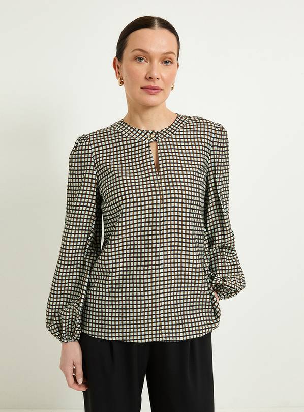 WALLIS Check Button Detail Keyhole Blouse 18