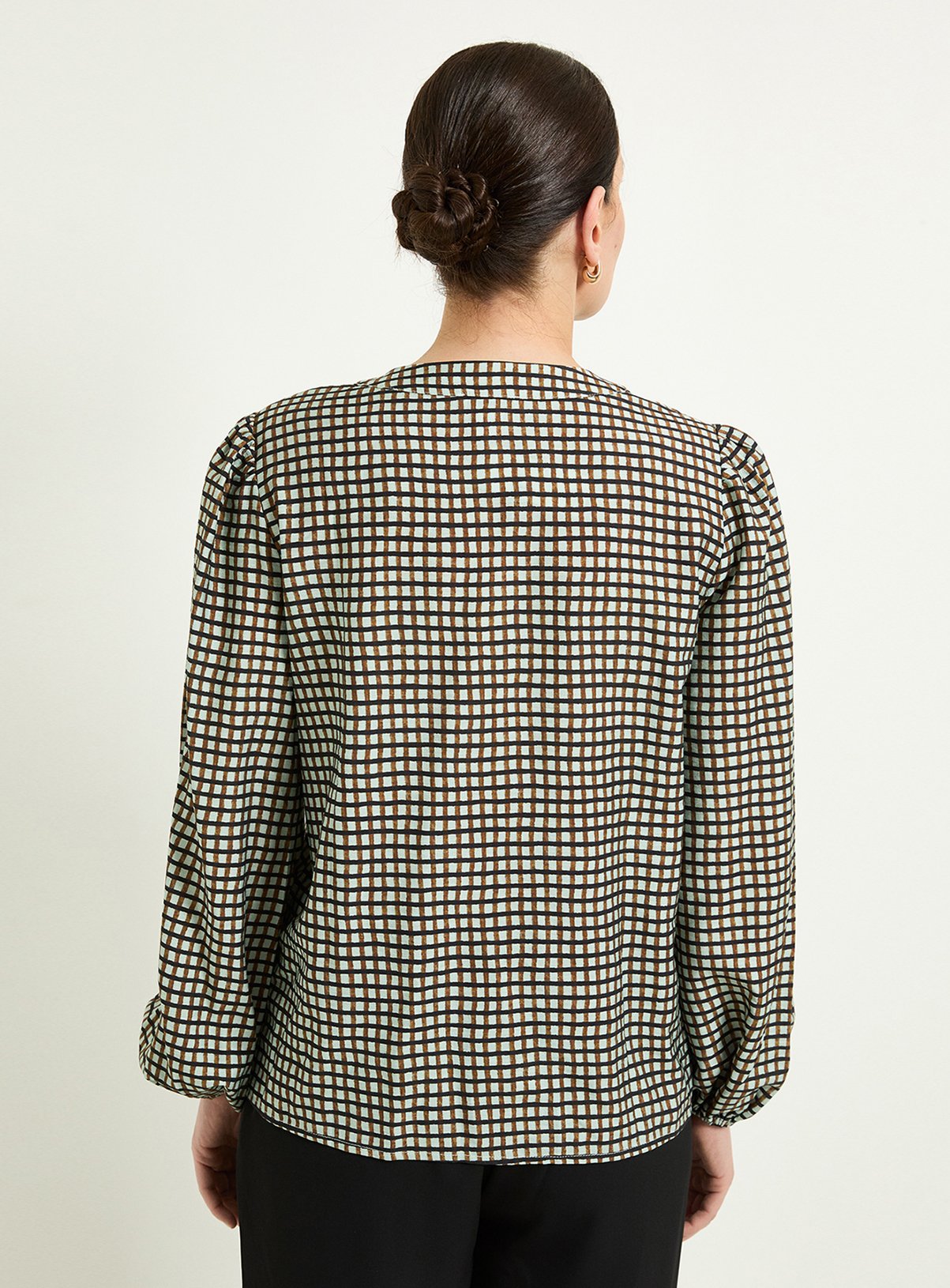 WALLIS Check Button Detail Keyhole Blouse 20 - Image 3 thumbnail