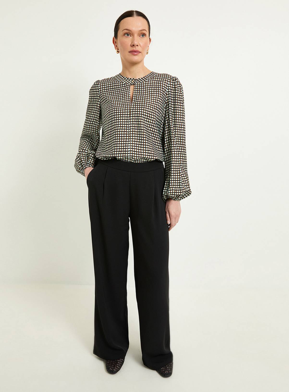 WALLIS Check Button Detail Keyhole Blouse 20 - Image 4