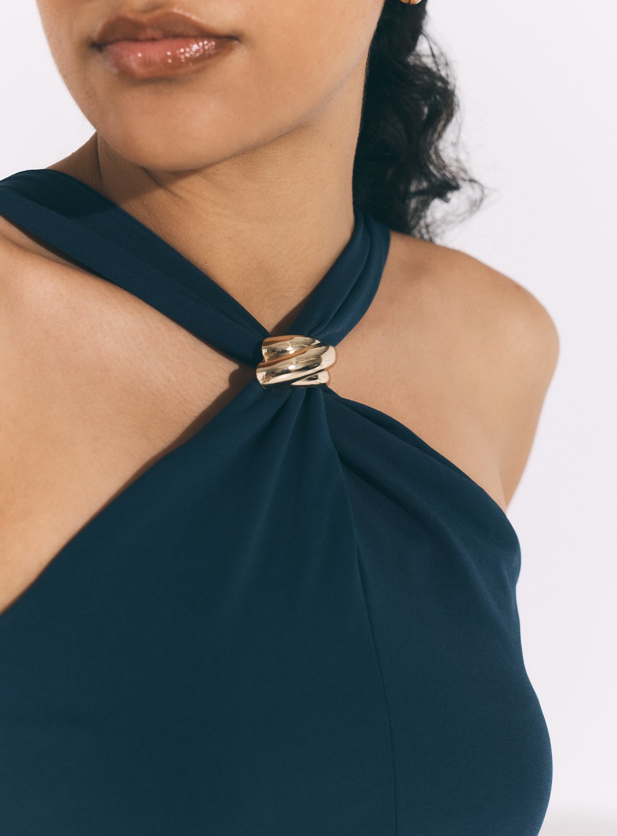 Navy Gold Hardware Halterneck Top S - Image 3 thumbnail