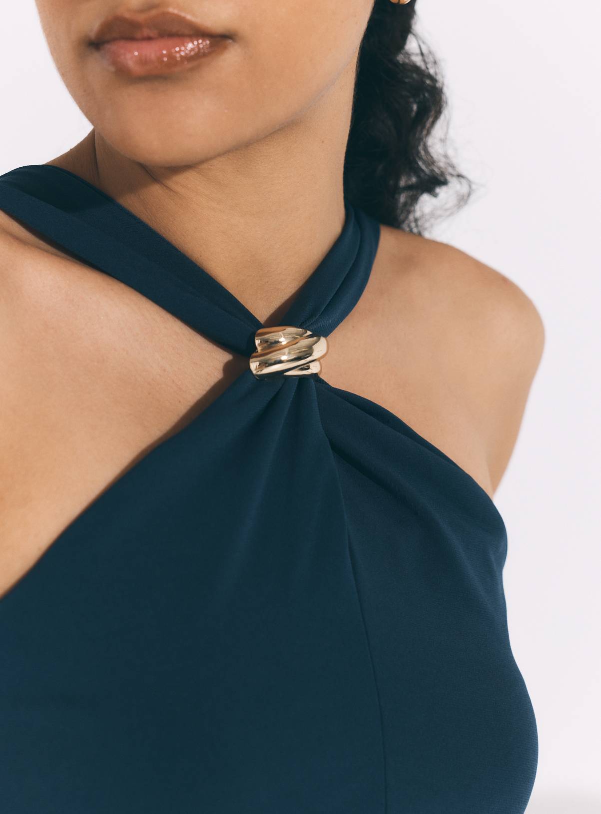 Navy Gold Hardware Halterneck Top S - Image 3