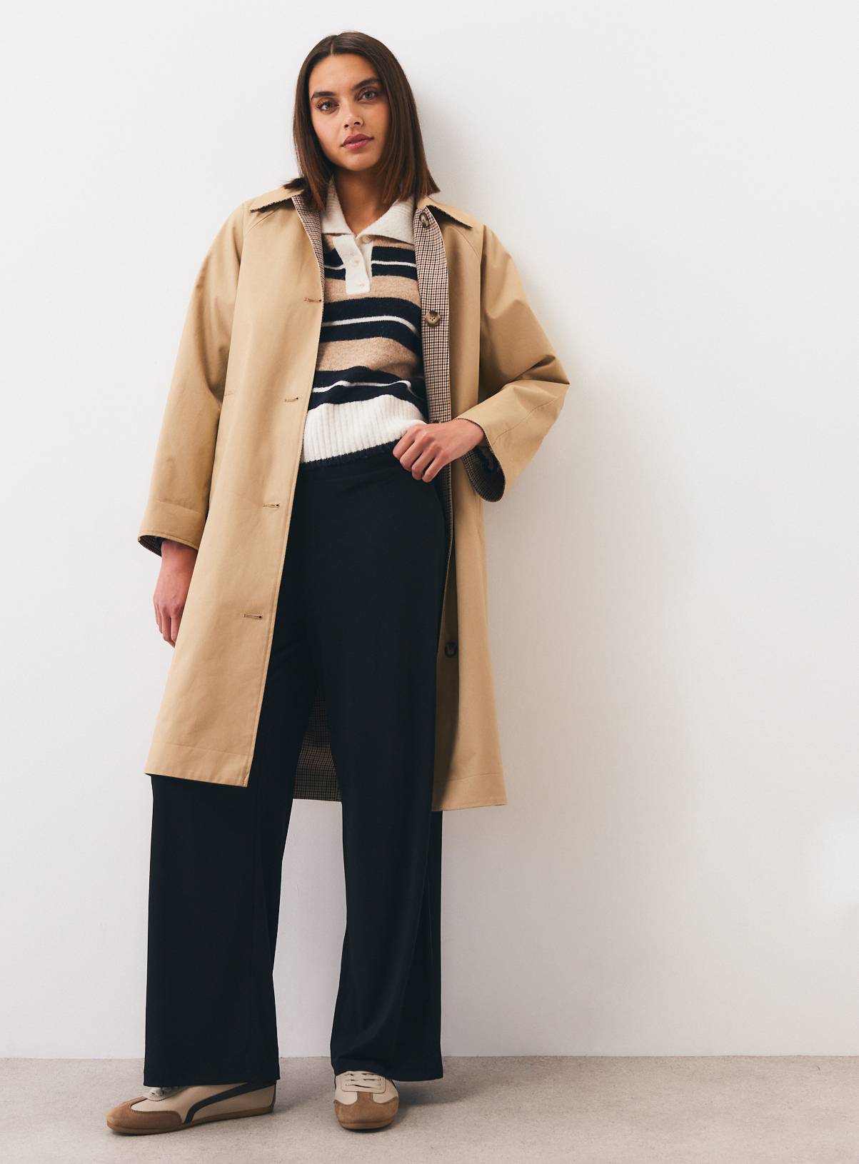 Black Wide Leg Trousers M - Image 2