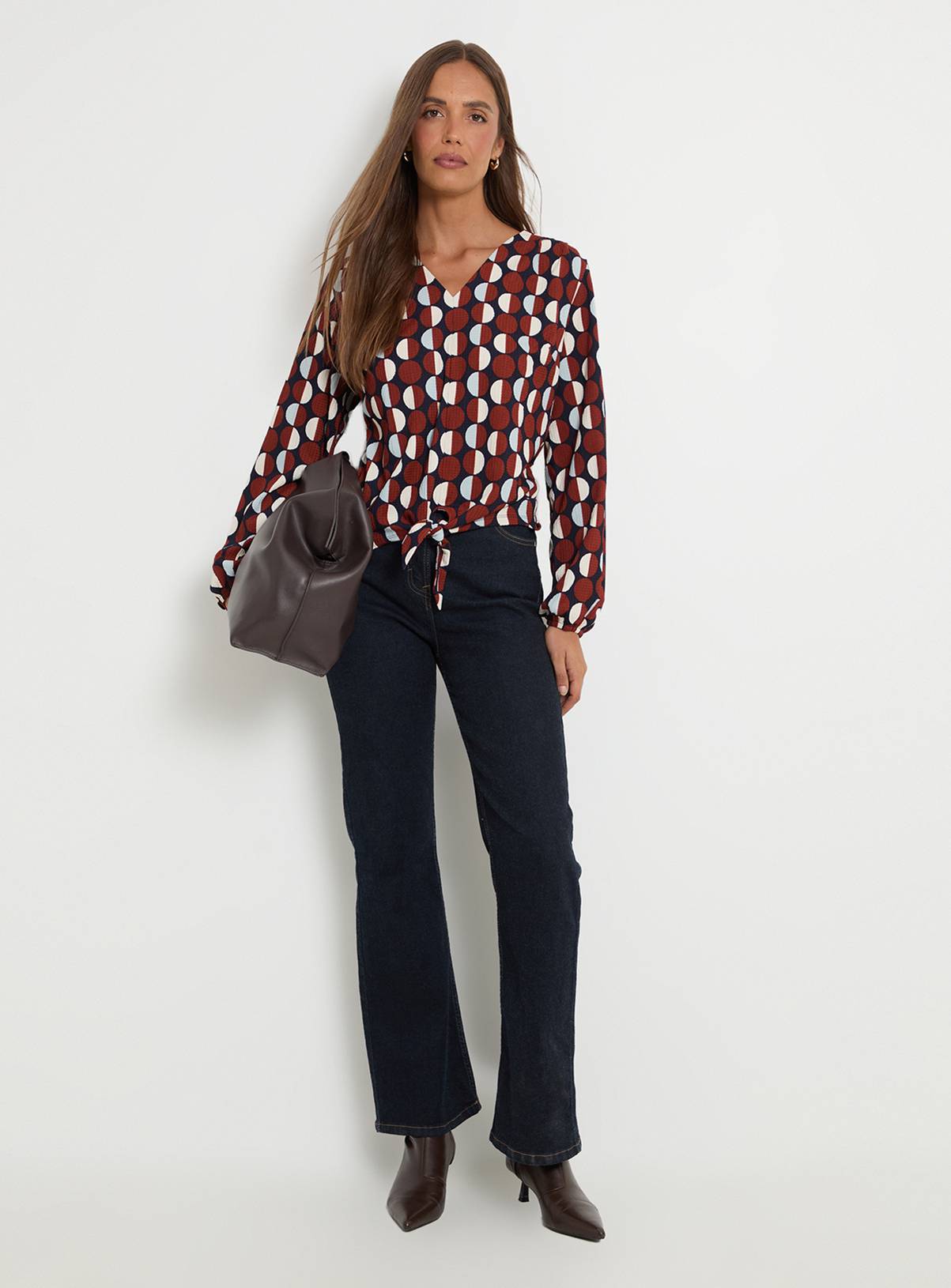 WALLIS Jersey Polka Dot Tie Blouse 14 - Image 2