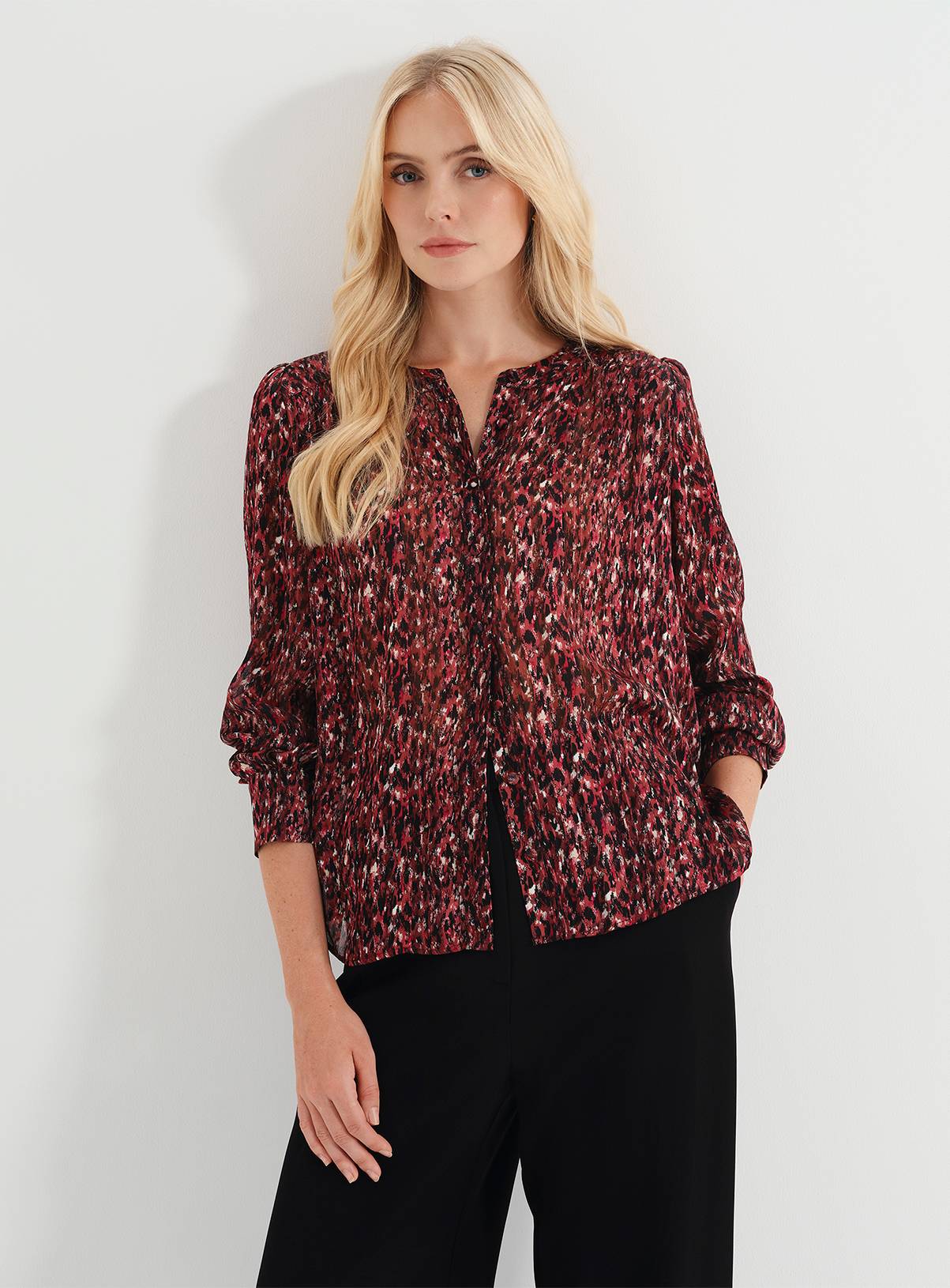 FINERY Lia Satin Chiffon Button Through Blouse 18 - Image 1