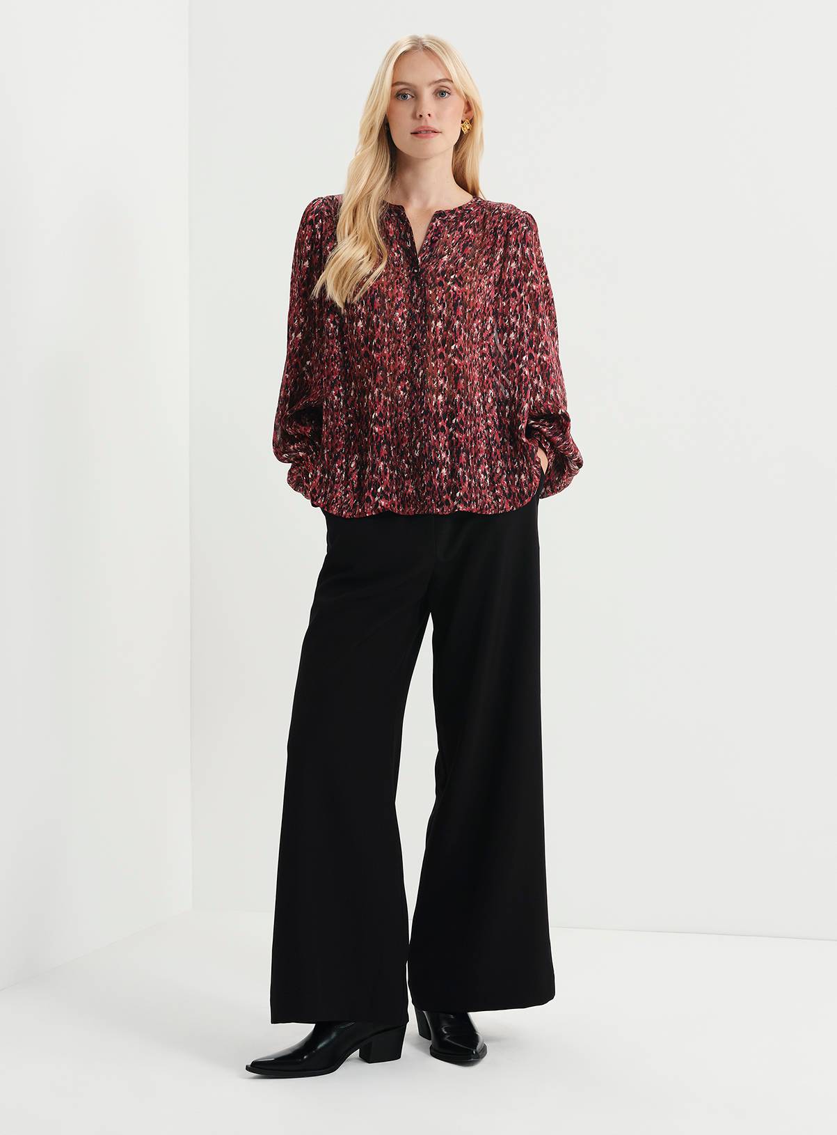 FINERY Lia Satin Chiffon Button Through Blouse 18 - Image 3