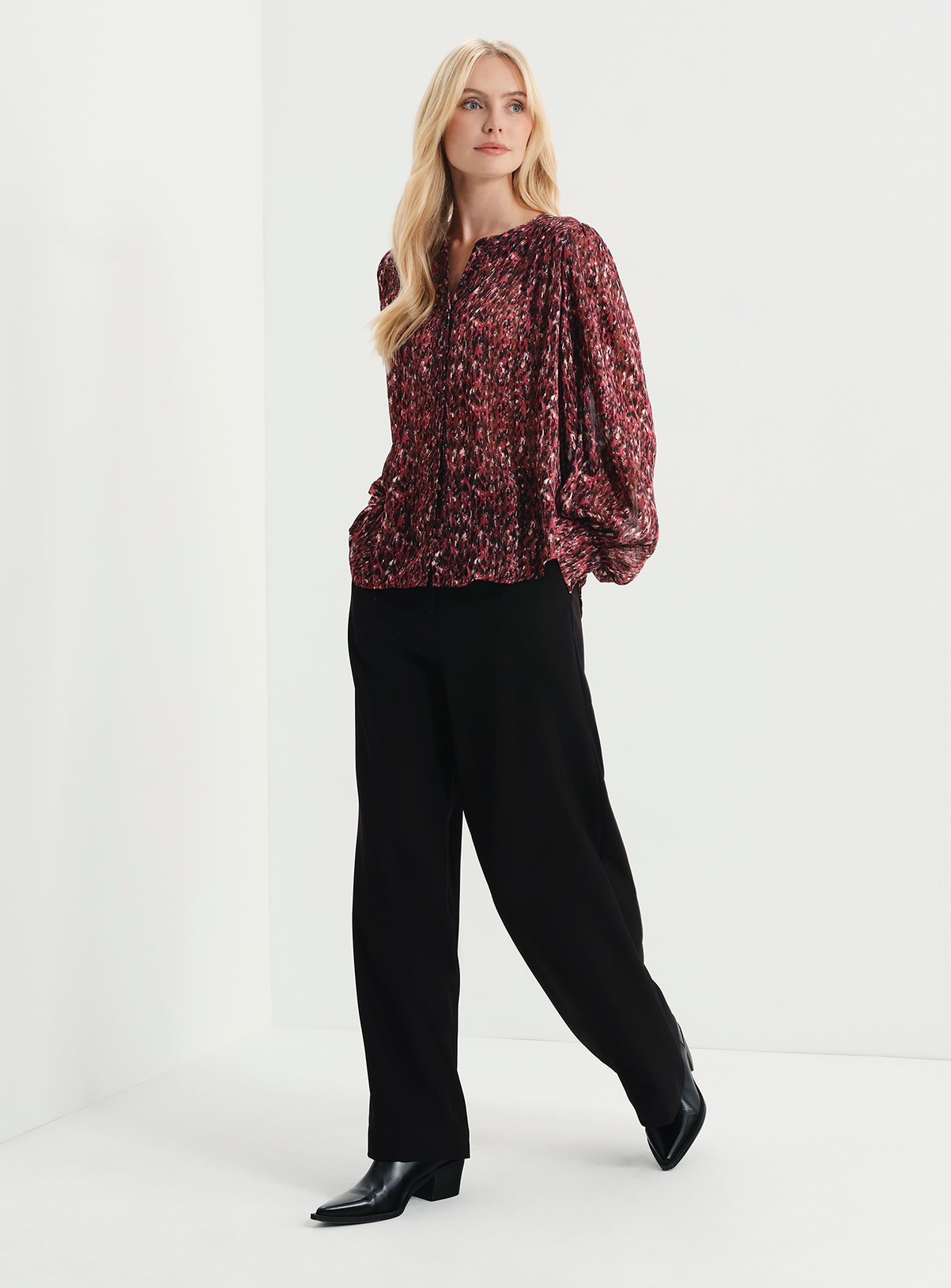 FINERY Lia Satin Chiffon Button Through Blouse 18 - Image 5 thumbnail