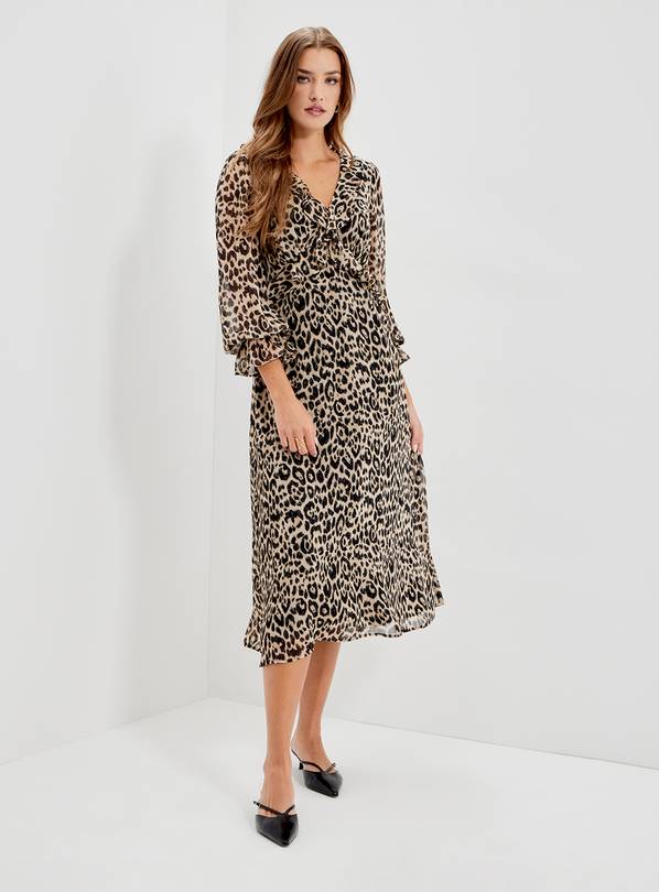 FINERY Veronica Chiffon Ruffle Midi Dress Petite 16