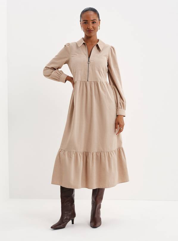 FINERY Callie Corduroy Long Sleeve Midi Dress 12