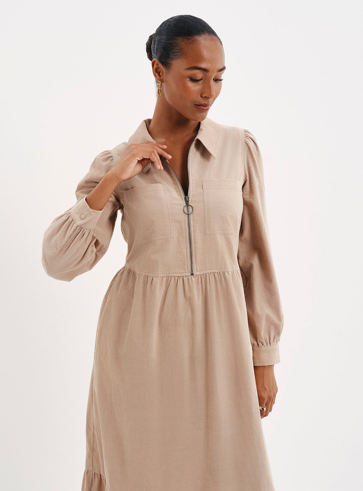 FINERY Callie Corduroy Long Sleeve Midi Dress 14 - Image 4 thumbnail