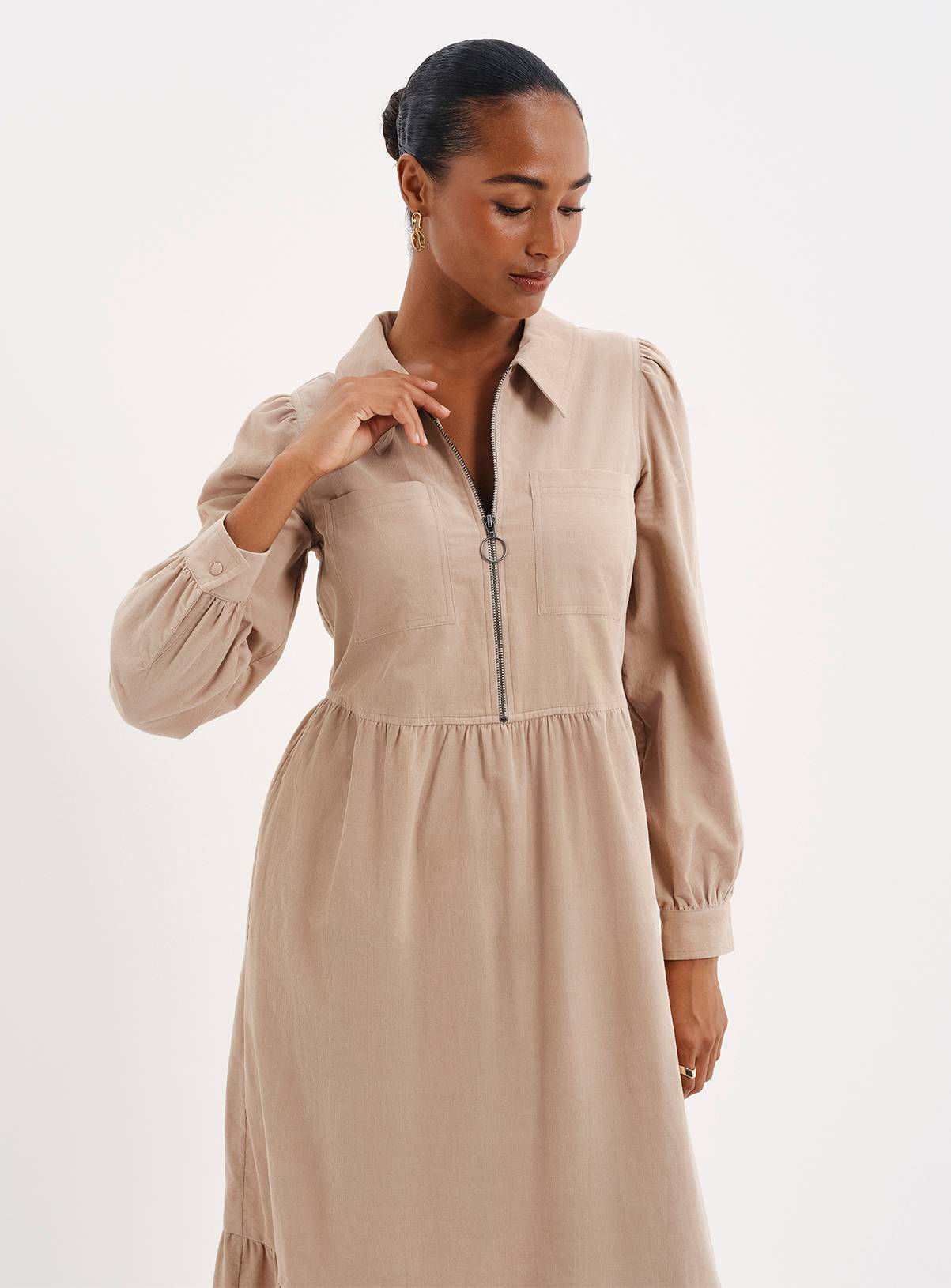 FINERY Callie Corduroy Long Sleeve Midi Dress 14 - Image 4