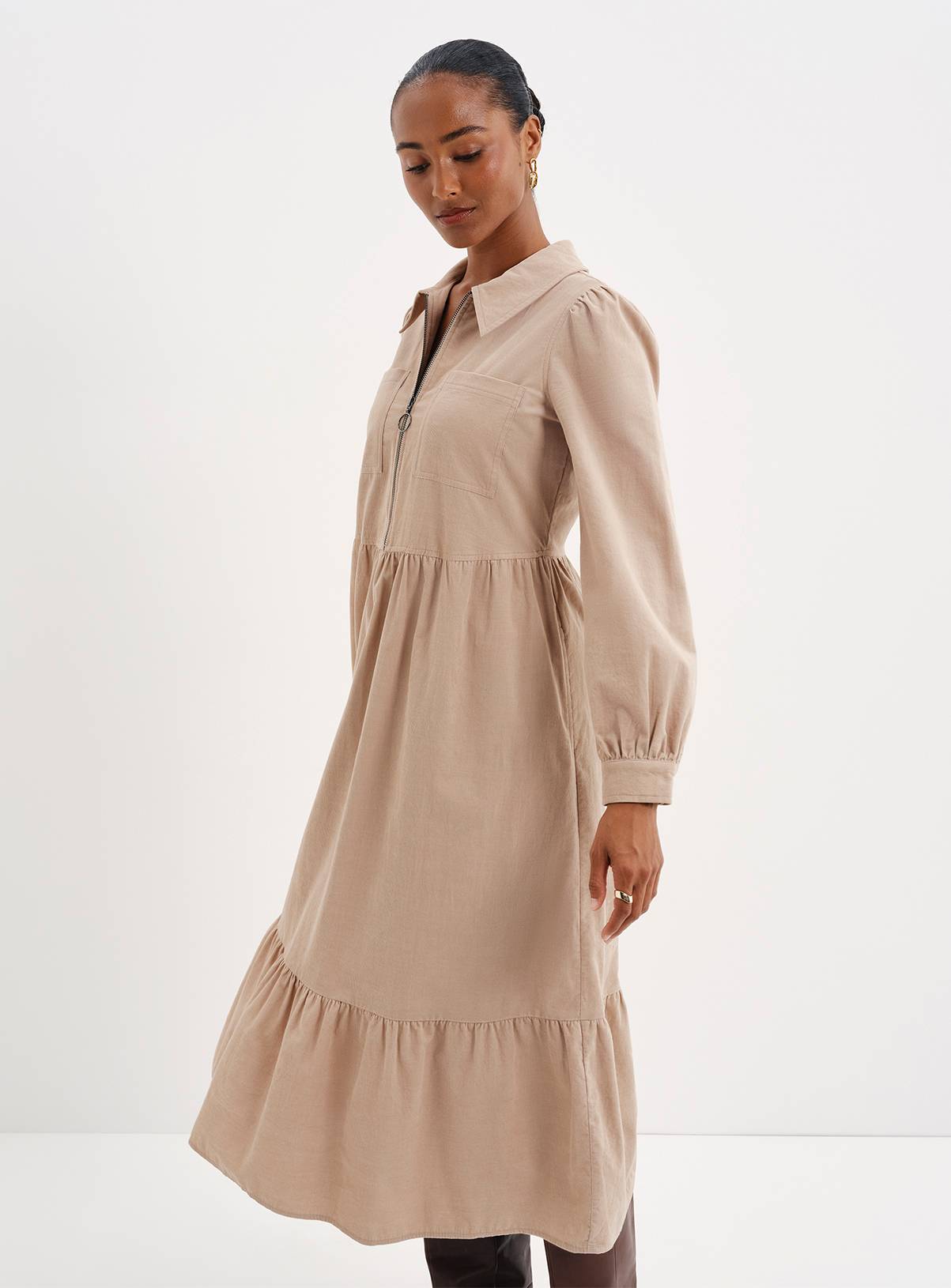 FINERY Callie Corduroy Long Sleeve Midi Dress 14 - Image 5