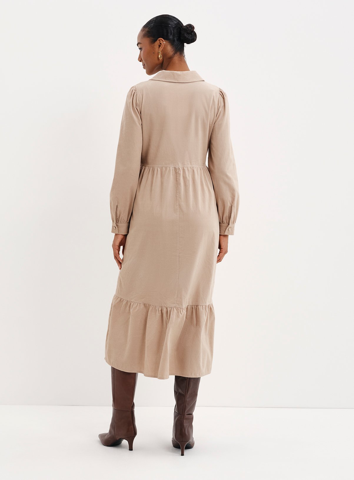 FINERY Callie Corduroy Long Sleeve Midi Dress 14 - Image 6 thumbnail