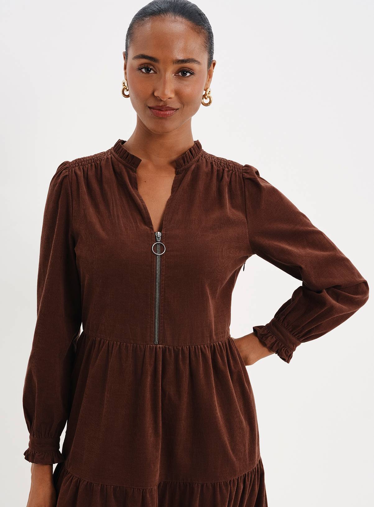 FINERY Antonia Corduroy Tiered Midi Dress 20 - Image 4