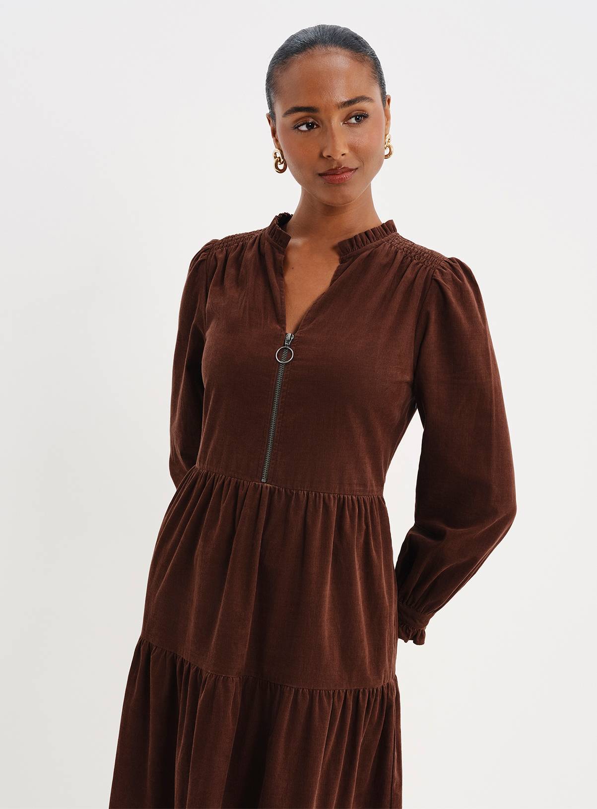 FINERY Antonia Corduroy Tiered Midi Dress 20 - Image 5