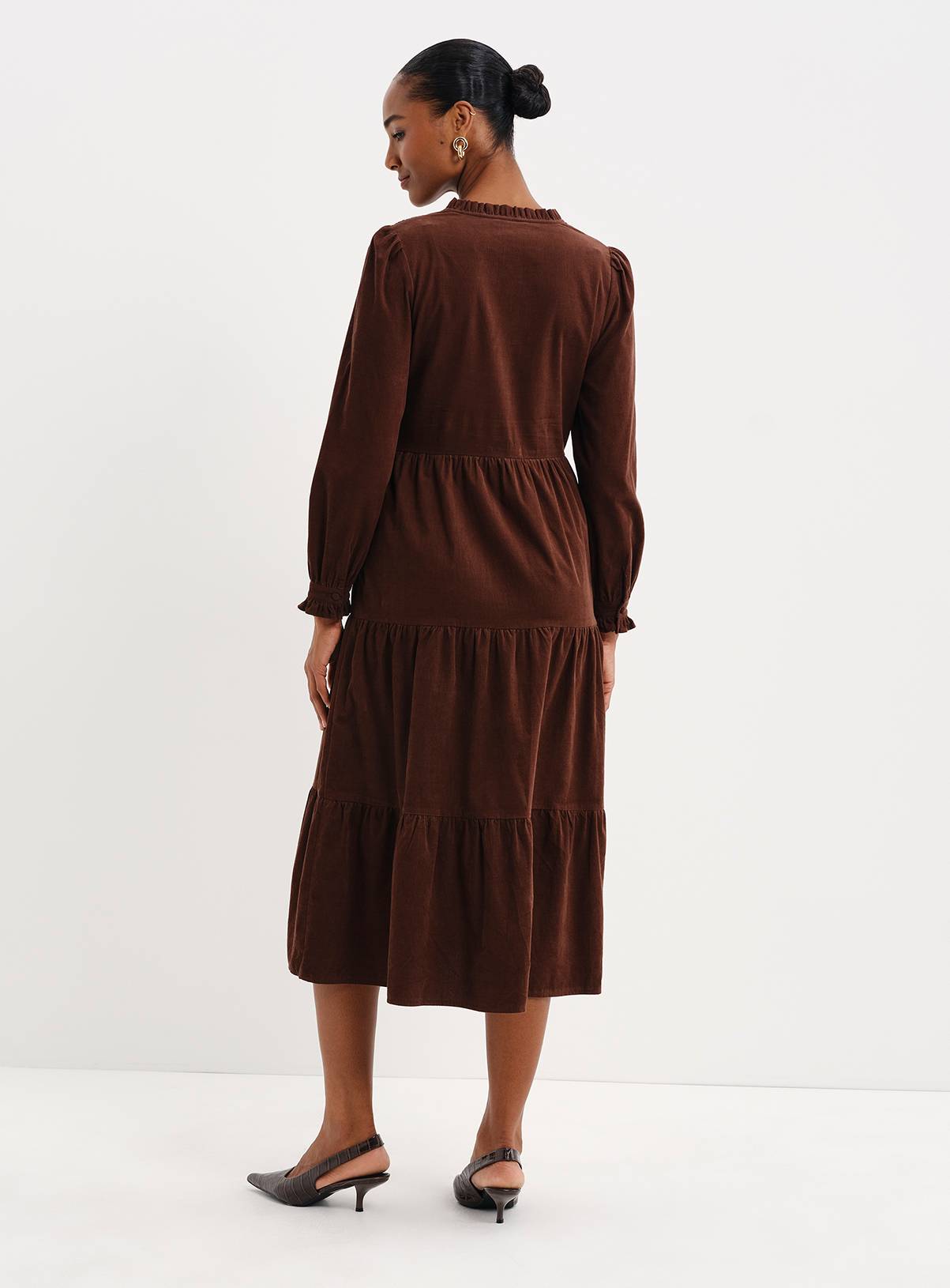 FINERY Antonia Corduroy Tiered Midi Dress 20 - Image 6