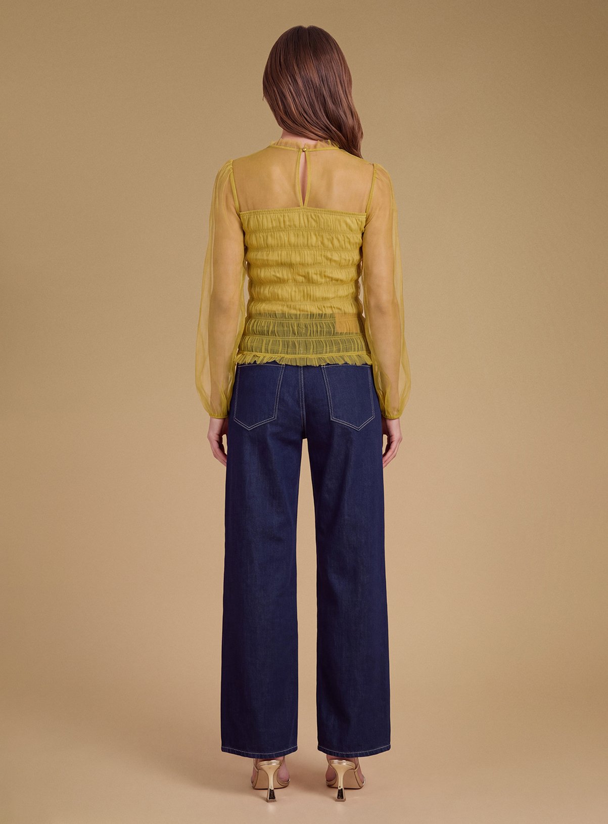 OASIS Shirred Bodice Long Sleeve Blouse 12 - Image 2 thumbnail