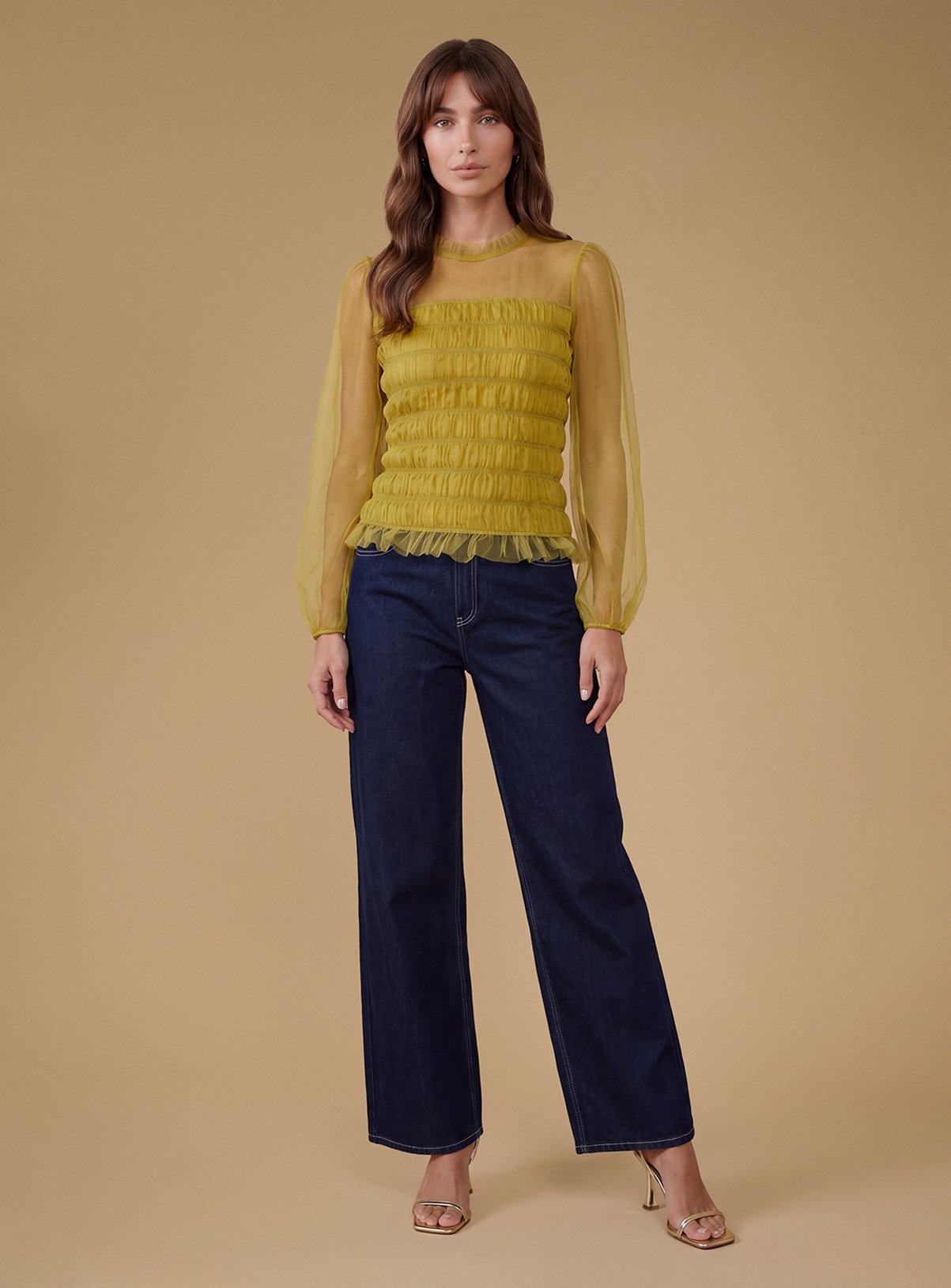 OASIS Shirred Bodice Long Sleeve Blouse 12 - Image 3 thumbnail