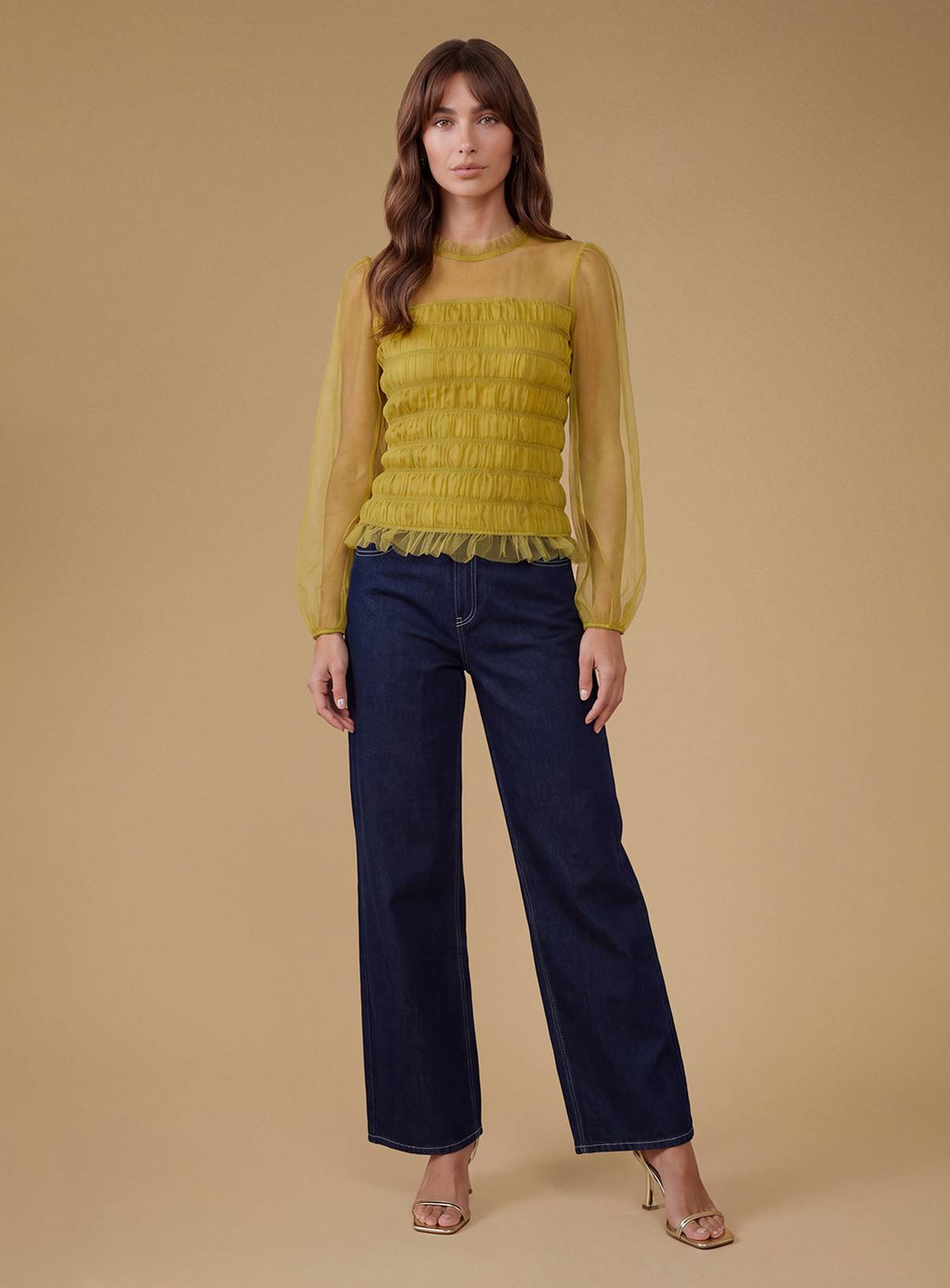 OASIS Shirred Bodice Long Sleeve Blouse 12 - Image 3