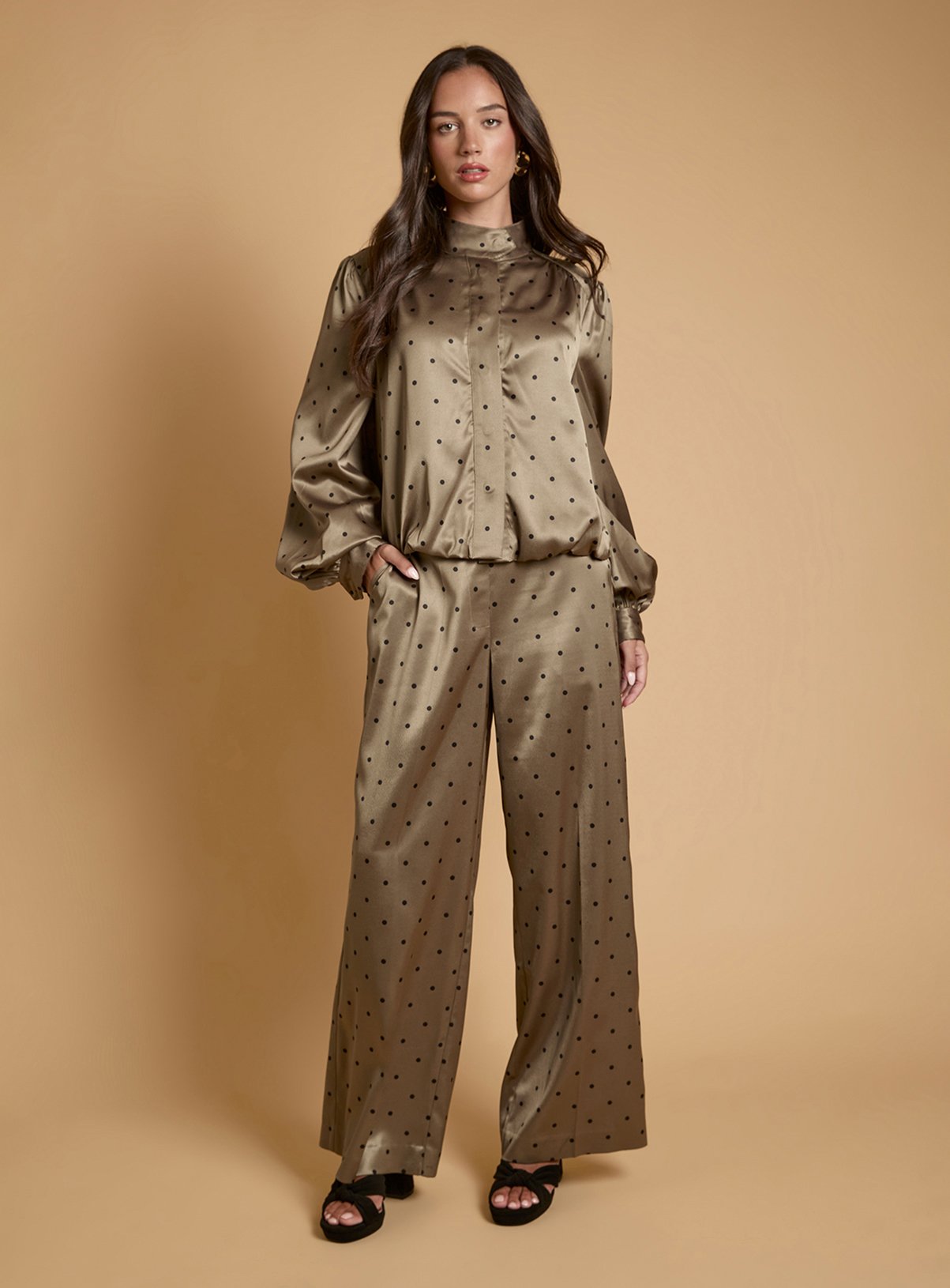 OASIS Petite Polka Dot Satin Back Crepe Funnel Neck Jacket 8 - Image 2 thumbnail