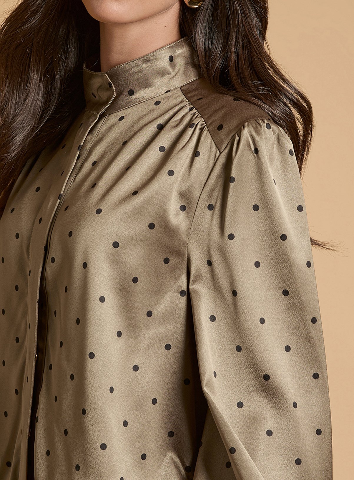 OASIS Petite Polka Dot Satin Back Crepe Funnel Neck Jacket 8 - Image 4 thumbnail