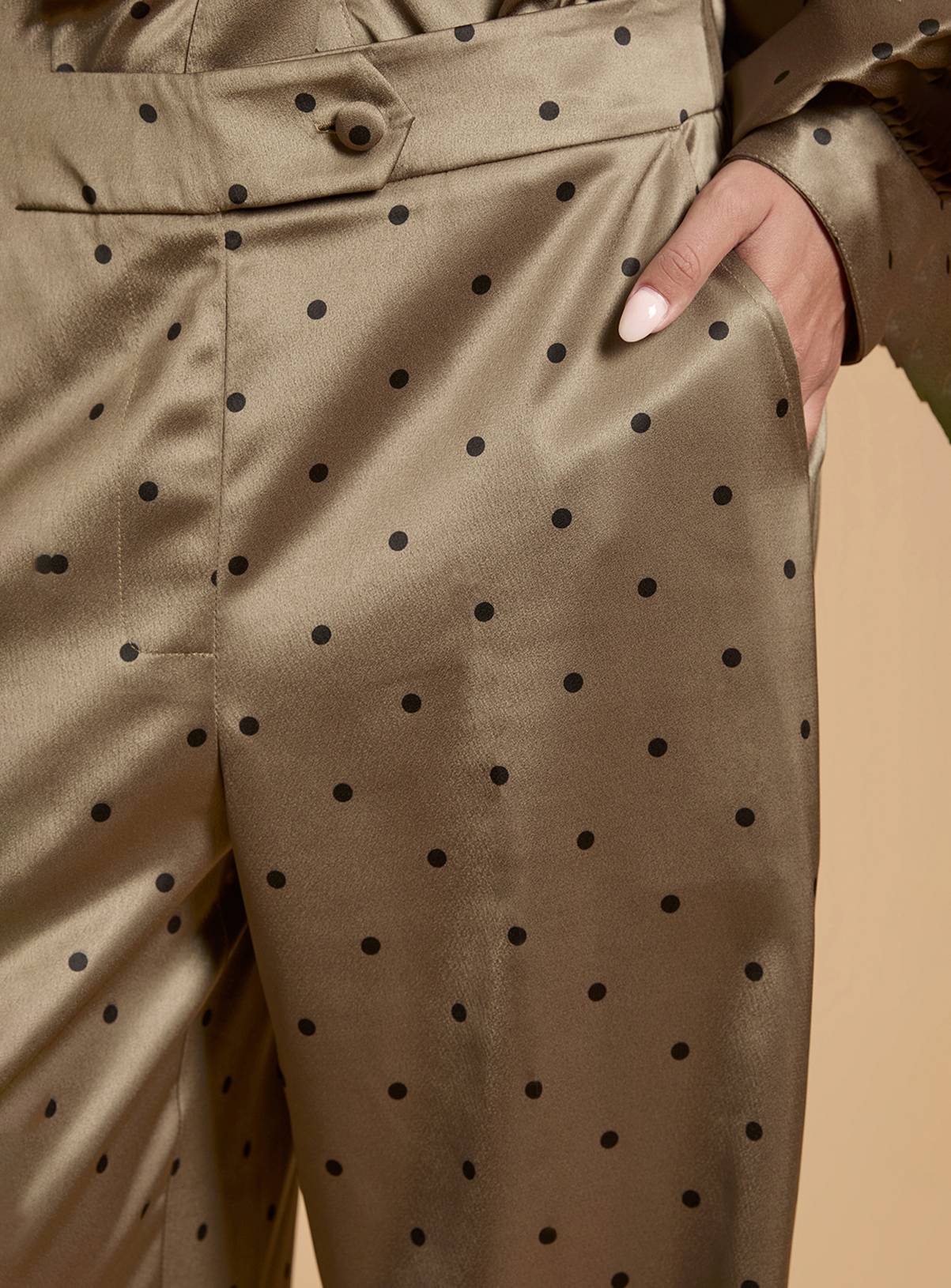 OASIS Petite Polka Dot Satin Back Crepe Wide Leg Trouser 18 - Image 4