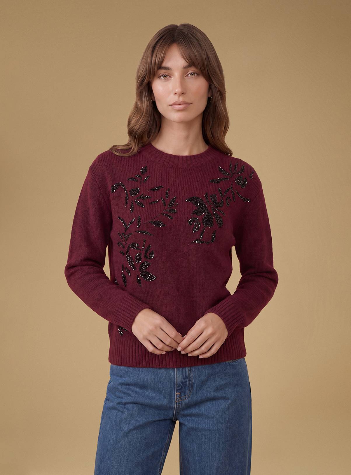 OASIS Mono Floral Placement Crew Jumper S - Image 1