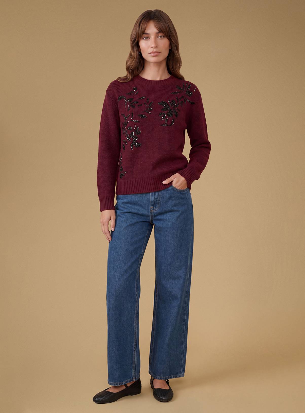 OASIS Mono Floral Placement Crew Jumper S - Image 3