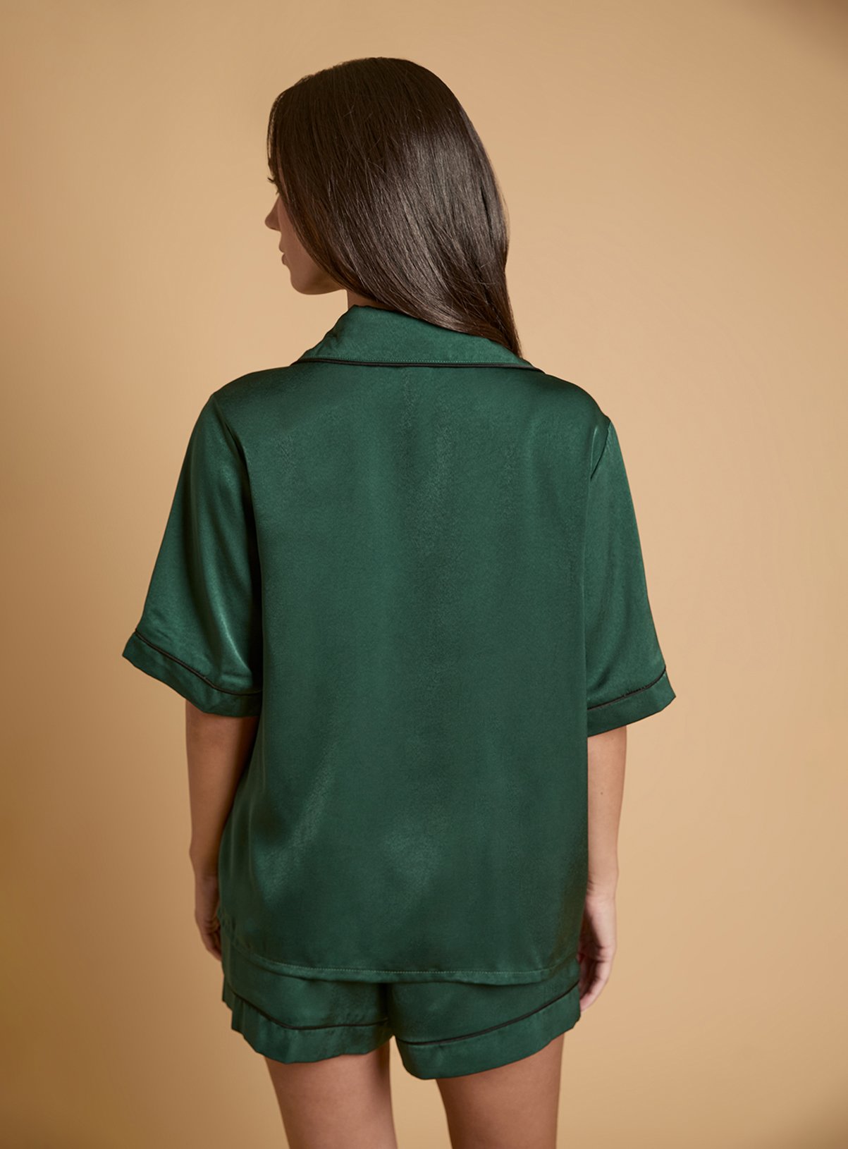 OASIS Plain Satin Short Sleeve Nightwear Set M - Image 3 thumbnail