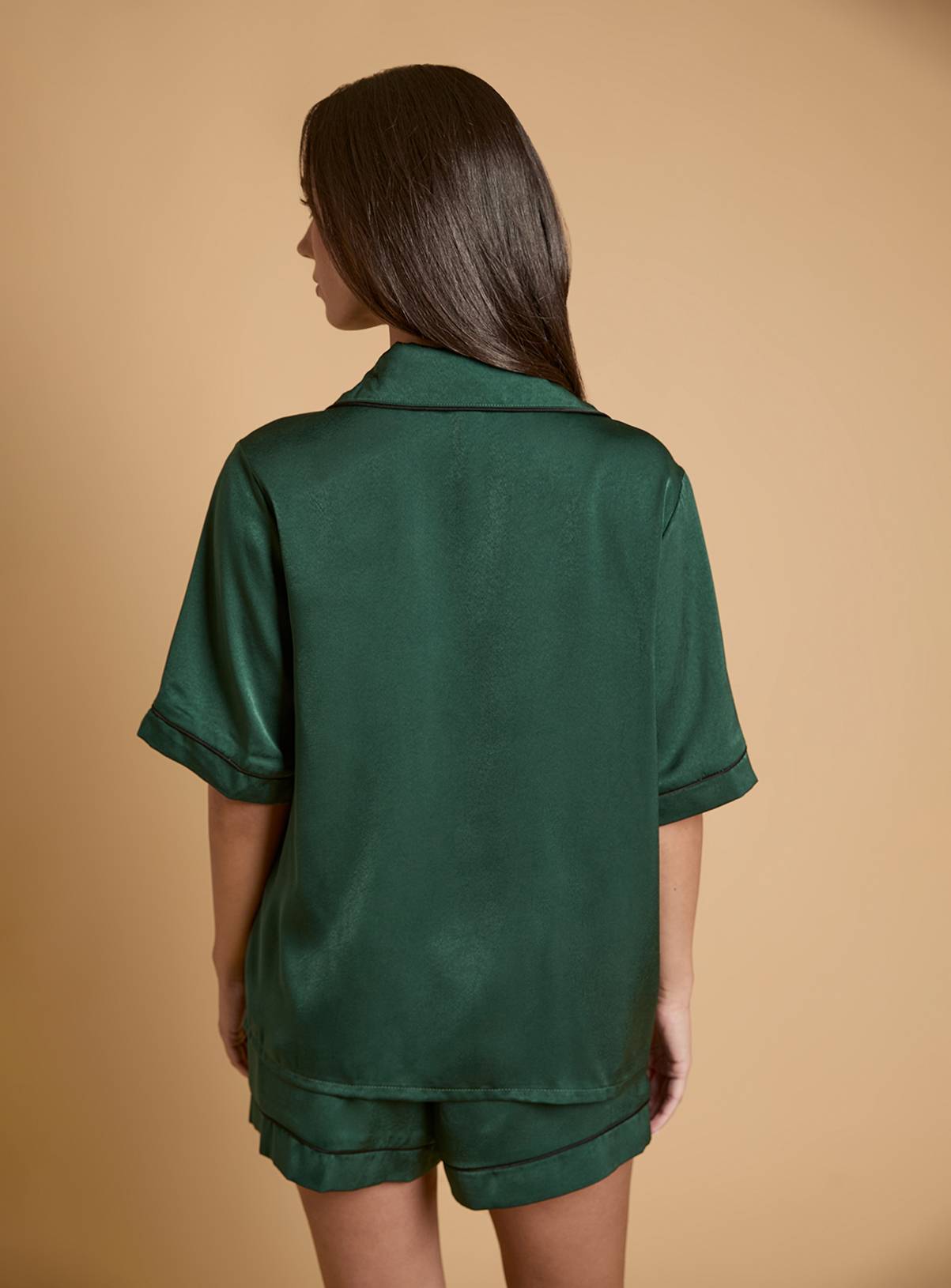 OASIS Plain Satin Short Sleeve Nightwear Set M - Image 3