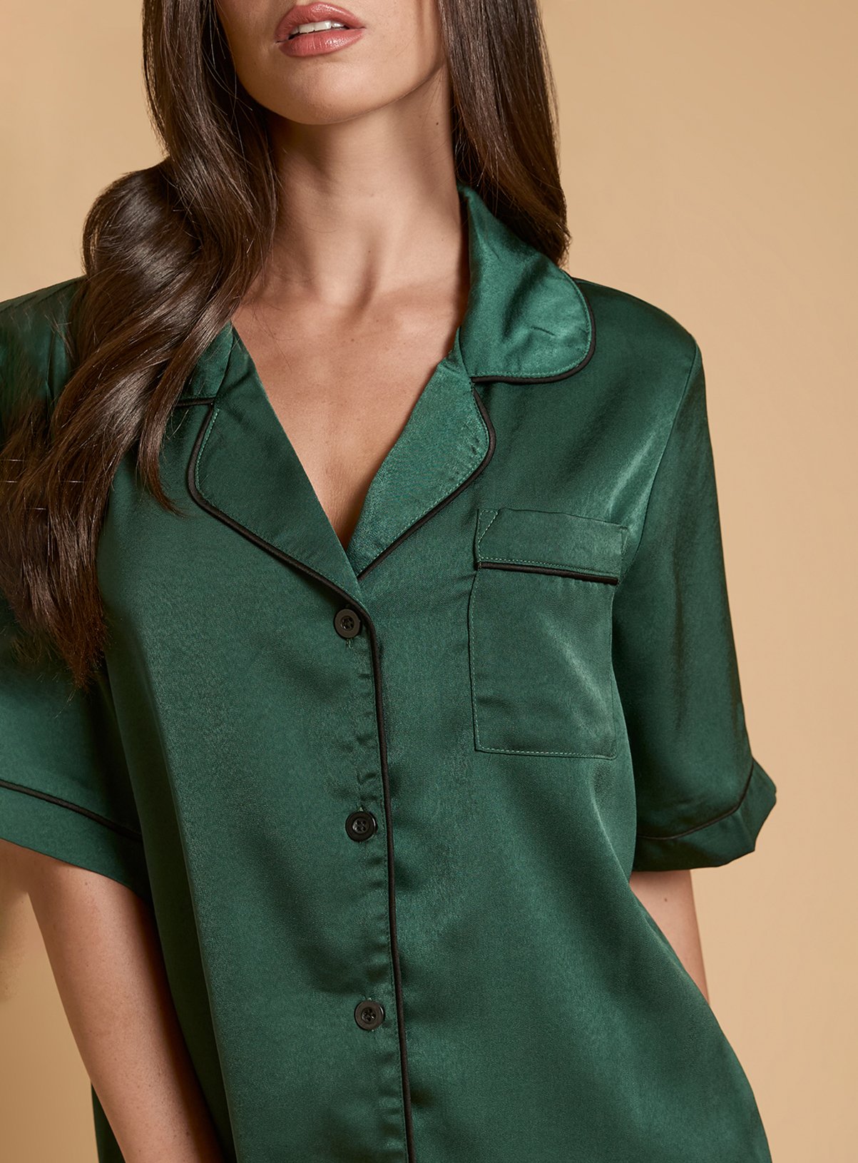 OASIS Plain Satin Short Sleeve Nightwear Set M - Image 4 thumbnail