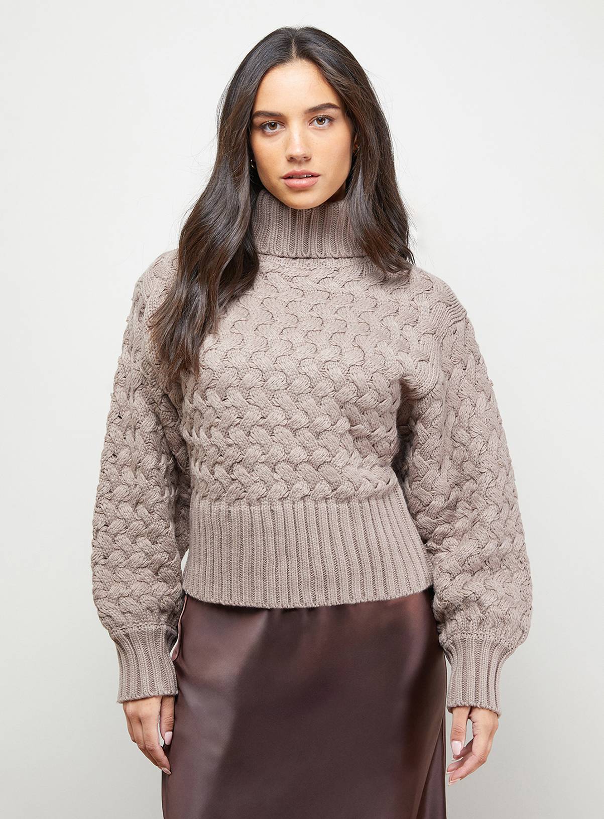 OASIS Chunky Cable Knit Roll Neck Jumper S - Image 1