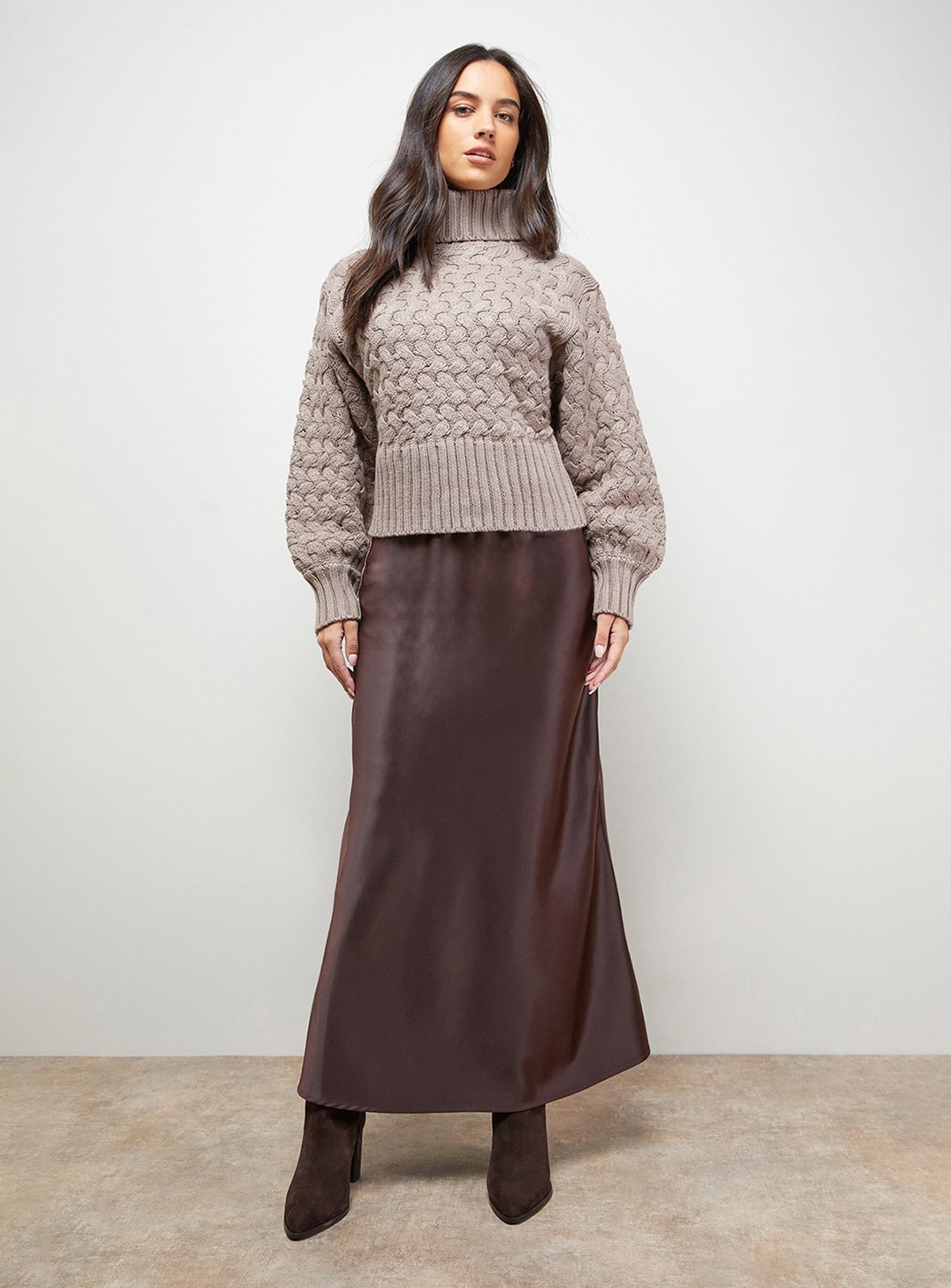 OASIS Chunky Cable Knit Roll Neck Jumper S - Image 4 thumbnail