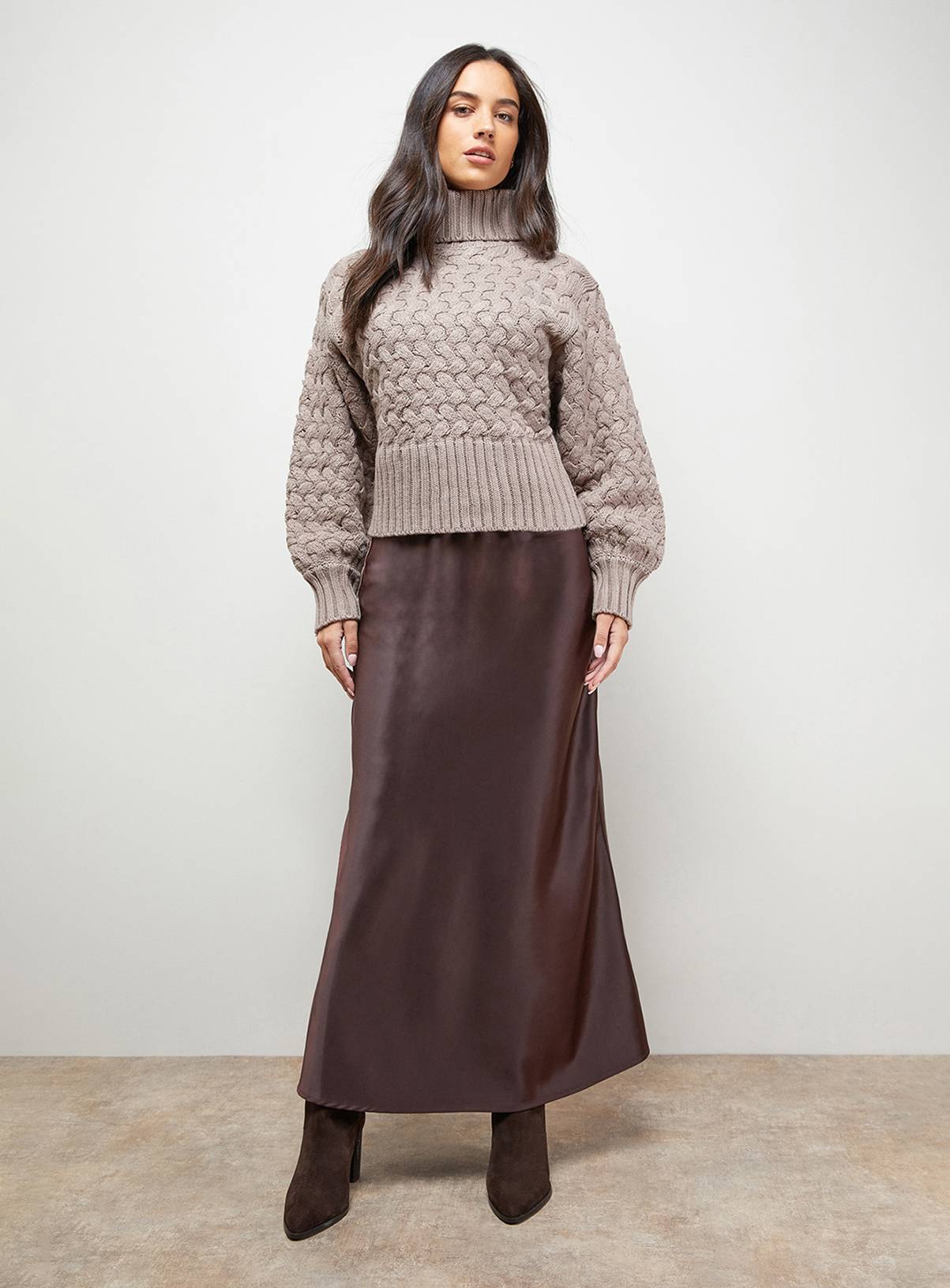 OASIS Chunky Cable Knit Roll Neck Jumper S - Image 4