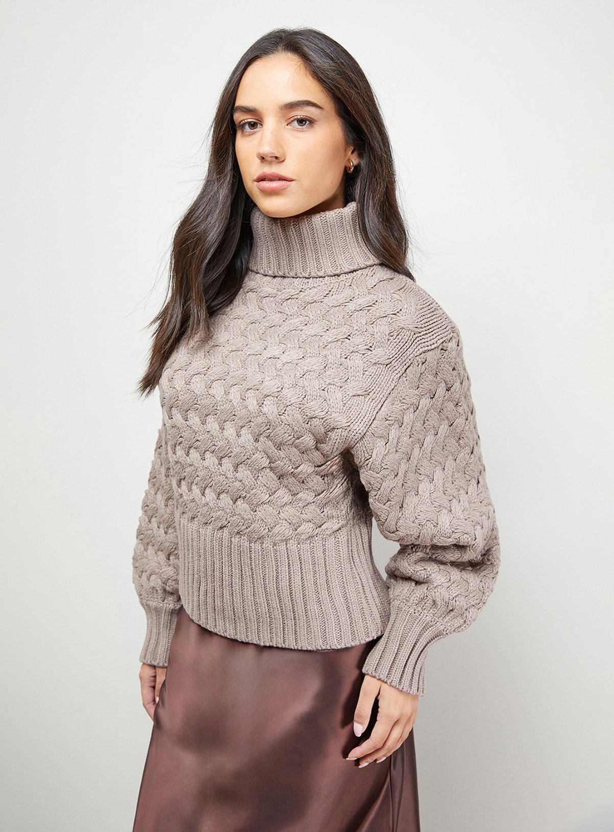 OASIS Chunky Cable Knit Roll Neck Jumper S - Image 5 thumbnail
