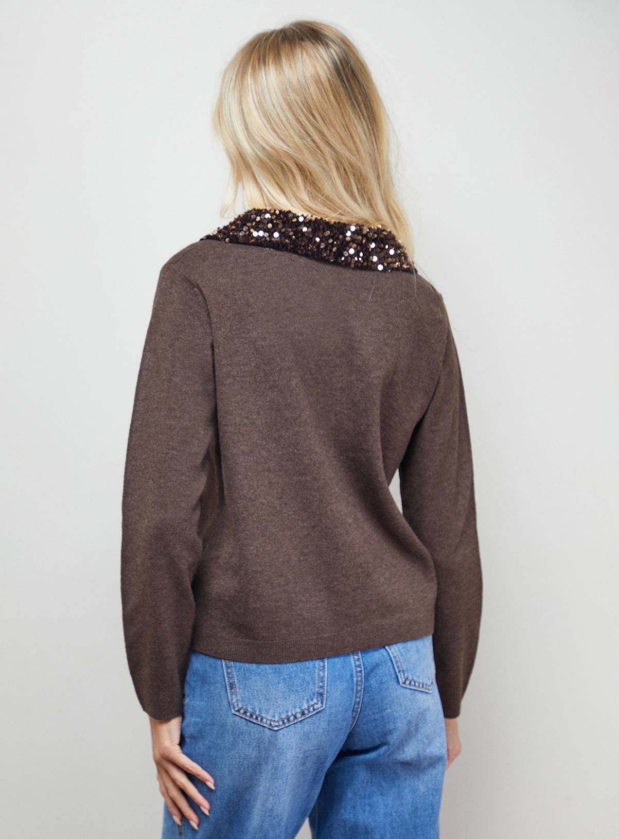 OASIS Sequin Collar Cardigan S - Image 3