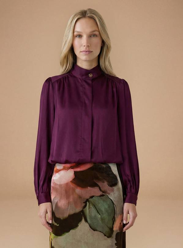 OASIS Satin Back Crepe Funnel Neck Jacket 8