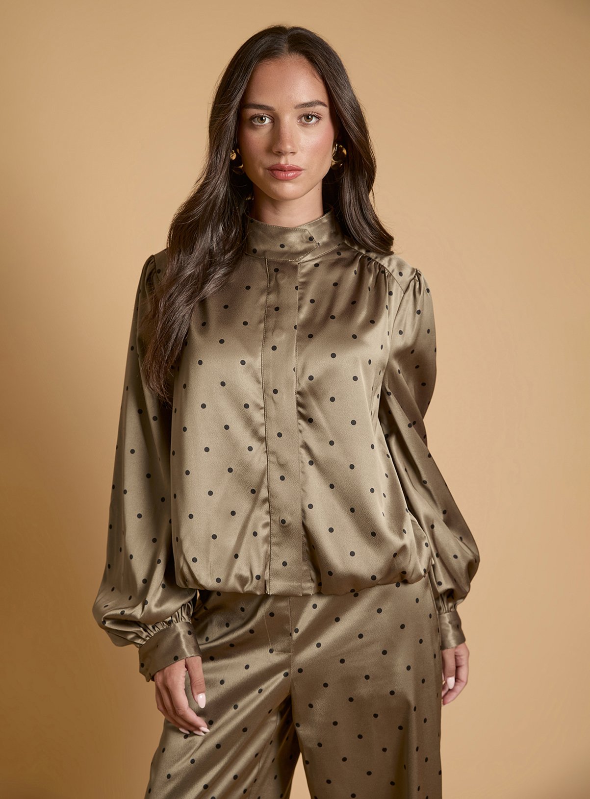 OASIS Petite Polka Dot Satin Back Crepe Funnel Neck Jacket 6 - Image 1 thumbnail