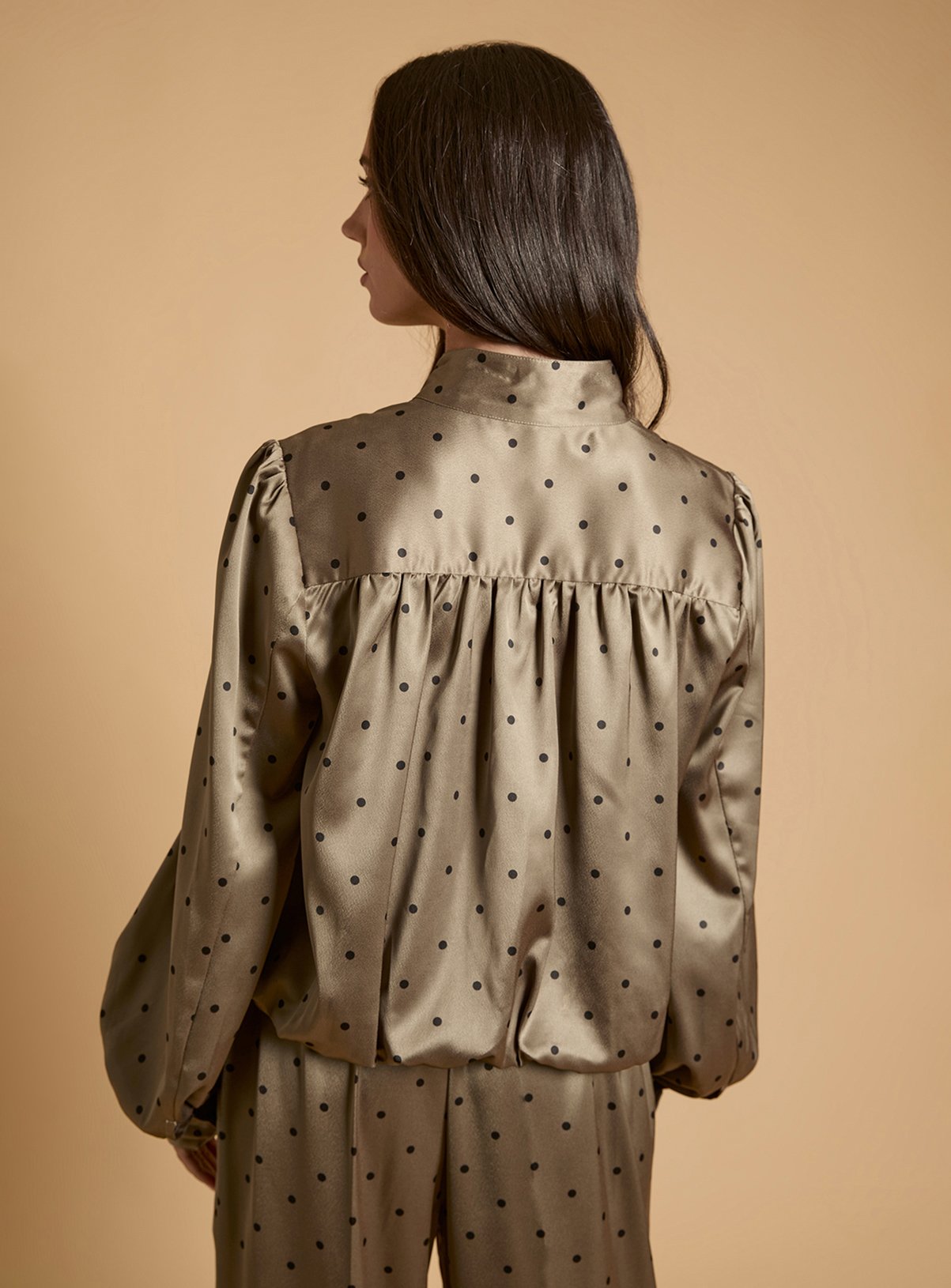 OASIS Petite Polka Dot Satin Back Crepe Funnel Neck Jacket 6 - Image 3 thumbnail