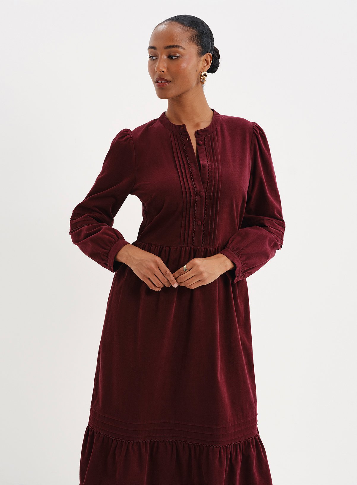 FINERY Christina Corduroy Tiered Midi Dress 12 - Image 5 thumbnail