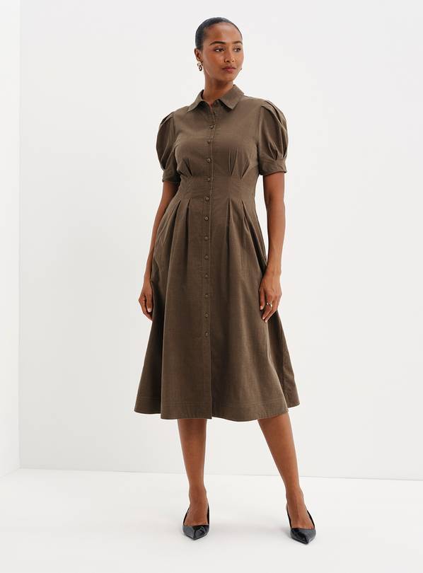 FINERY Anika Corduroy Midi Shirt Dress Petite 20