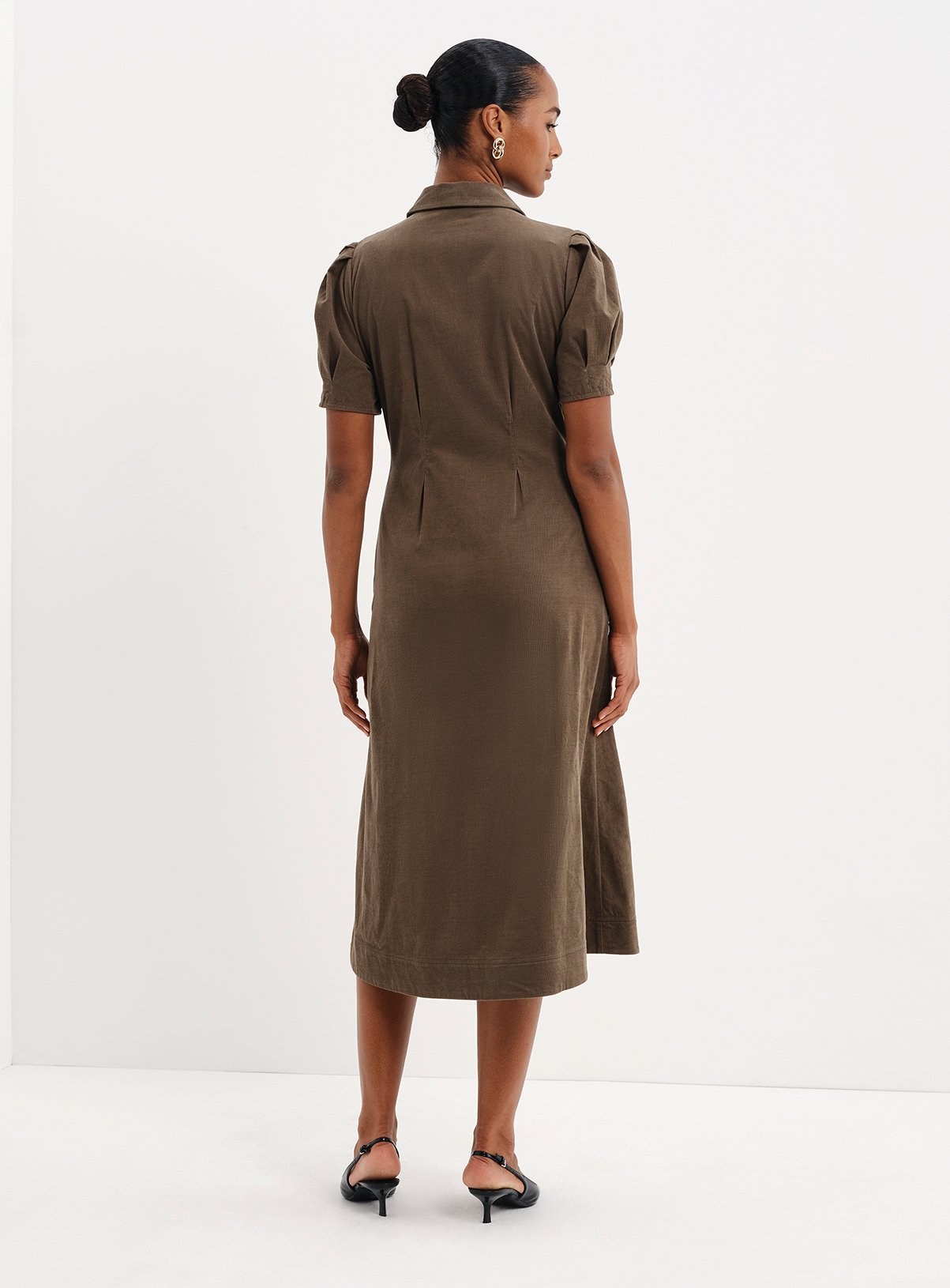 FINERY Petite Anika Corduroy Midi Shirt Dress 10 - Image 6 thumbnail