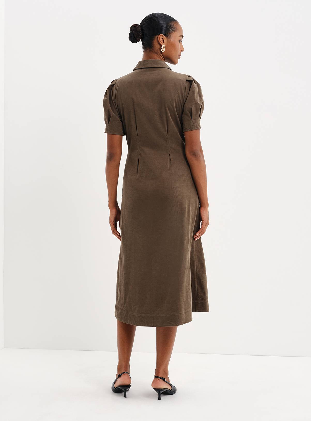 FINERY Petite Anika Corduroy Midi Shirt Dress 10 - Image 6