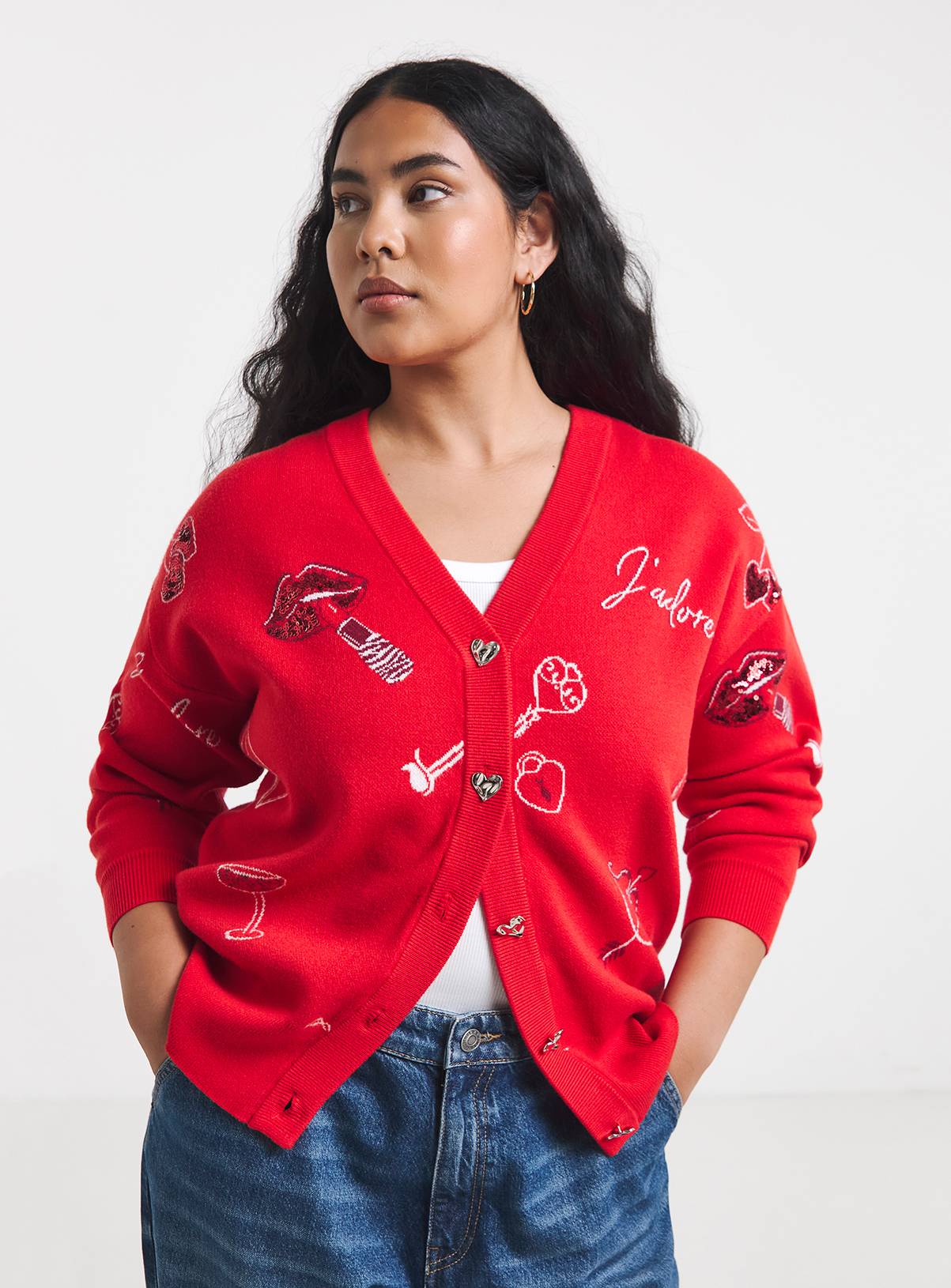 SIMPLY BE Sketch Party Boyfriend Cardigan 28-30 - Image 1
