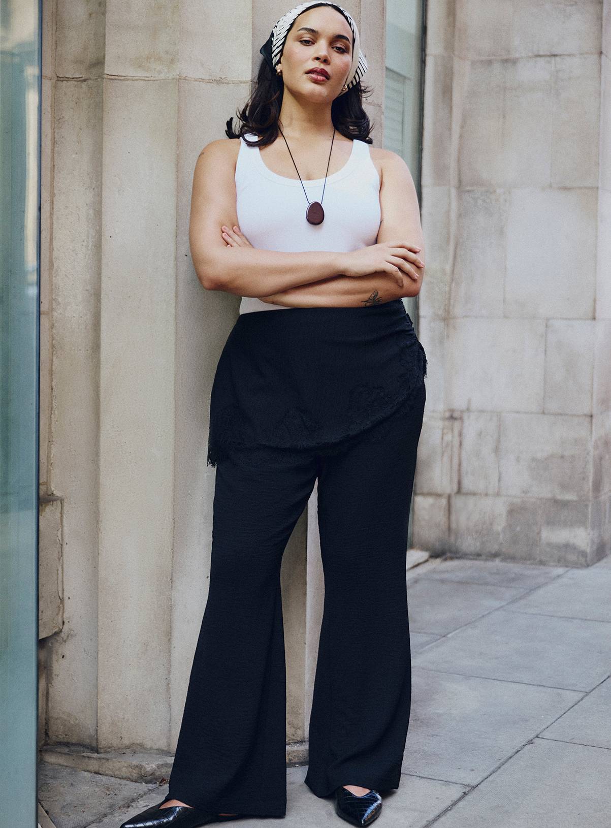 SIMPLY BE Black Shirt Overlay Trousers 26 - Image 3