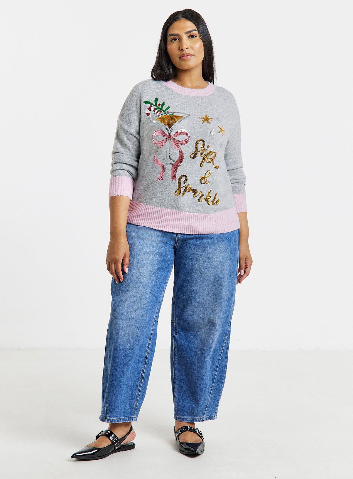 SIMPLY BE Sip And Sparkle Christmas Jumper 16-18 - Image 3 thumbnail