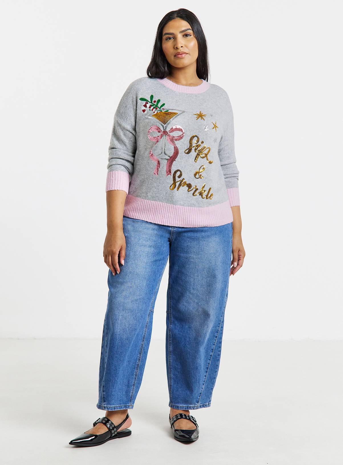 SIMPLY BE Sip And Sparkle Christmas Jumper 16-18 - Image 3