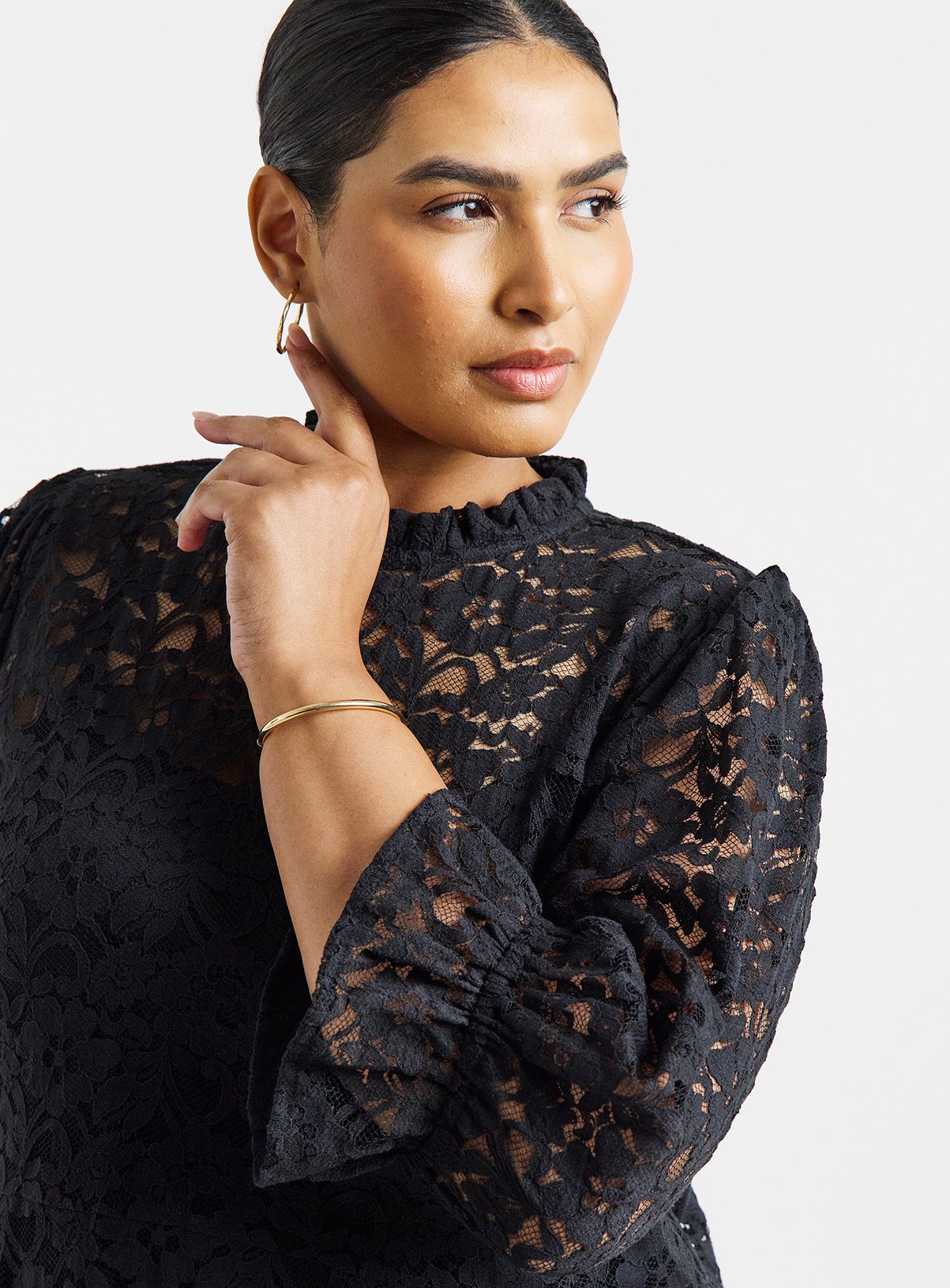 SIMPLY BE Black Lace Skater Dress 12 - Image 4 thumbnail
